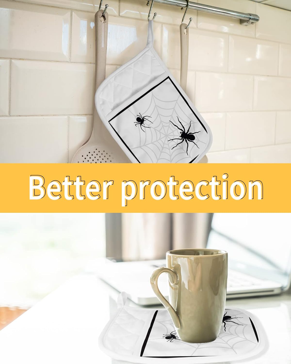 Halloween Spooky Pot Holder Set of 5 - Heat-Resistant Easy to Store