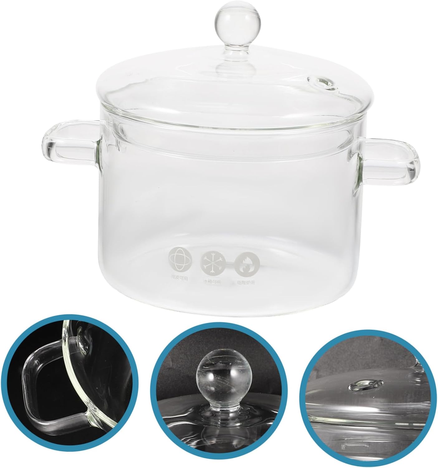 High Borosilicate Glass Stockpot with Double Handles and Lid