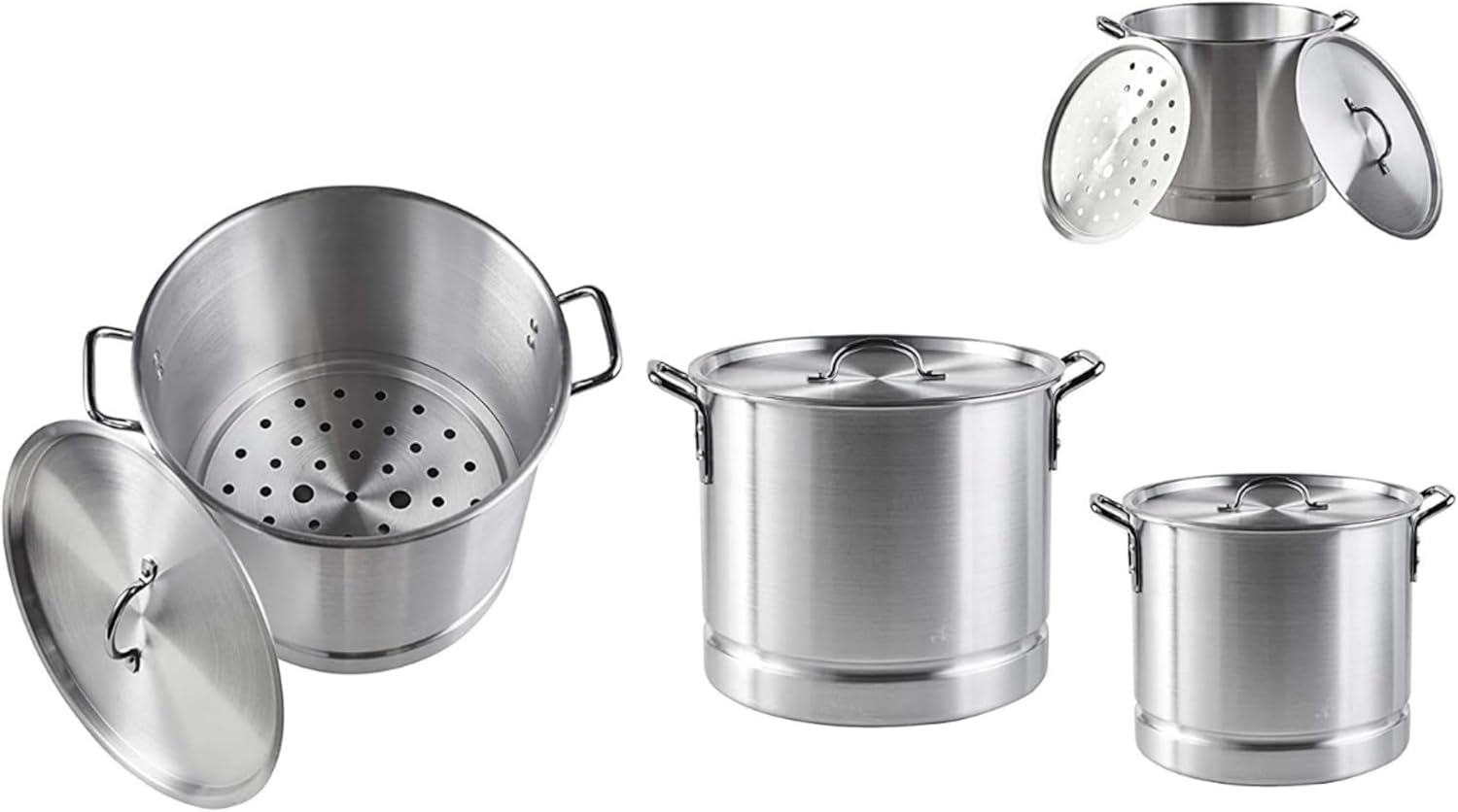 IMUSA 4PC Aluminum Steamer Set with Lids Silver