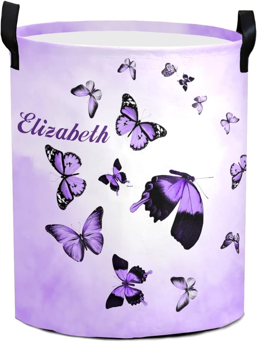 Color Sky Butterflies Personalized Waterproof Folding Laundry Basket