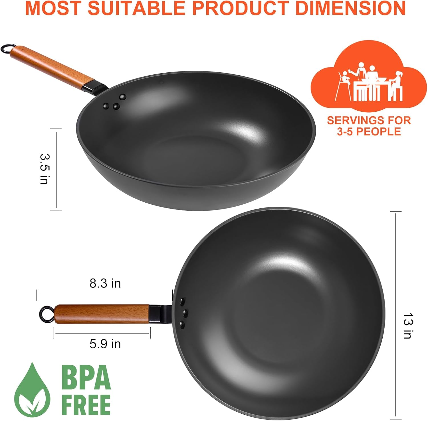 Premium 13 Wok with Lid for Efficient Cooking