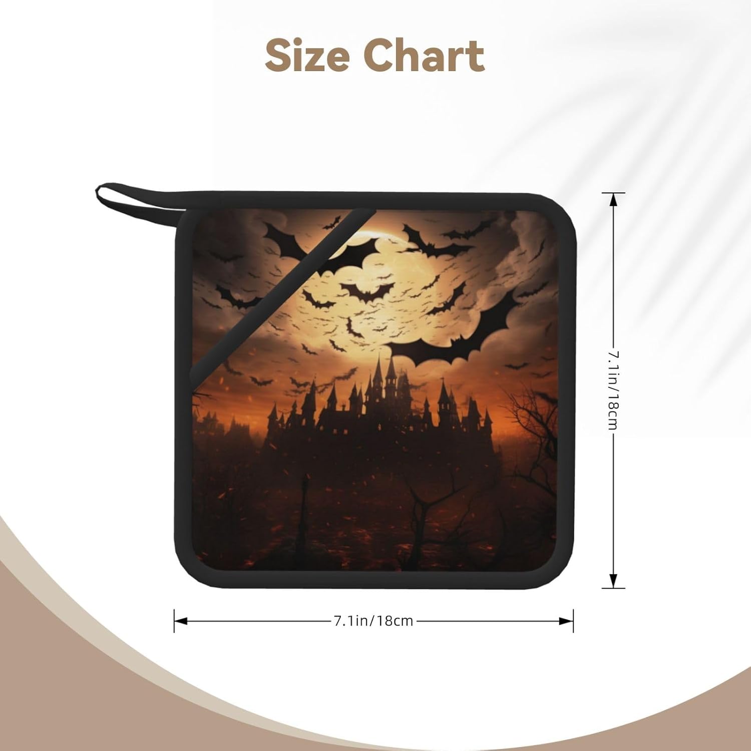 2PCS Pot Holder Set 500F Halloween Flying Bats