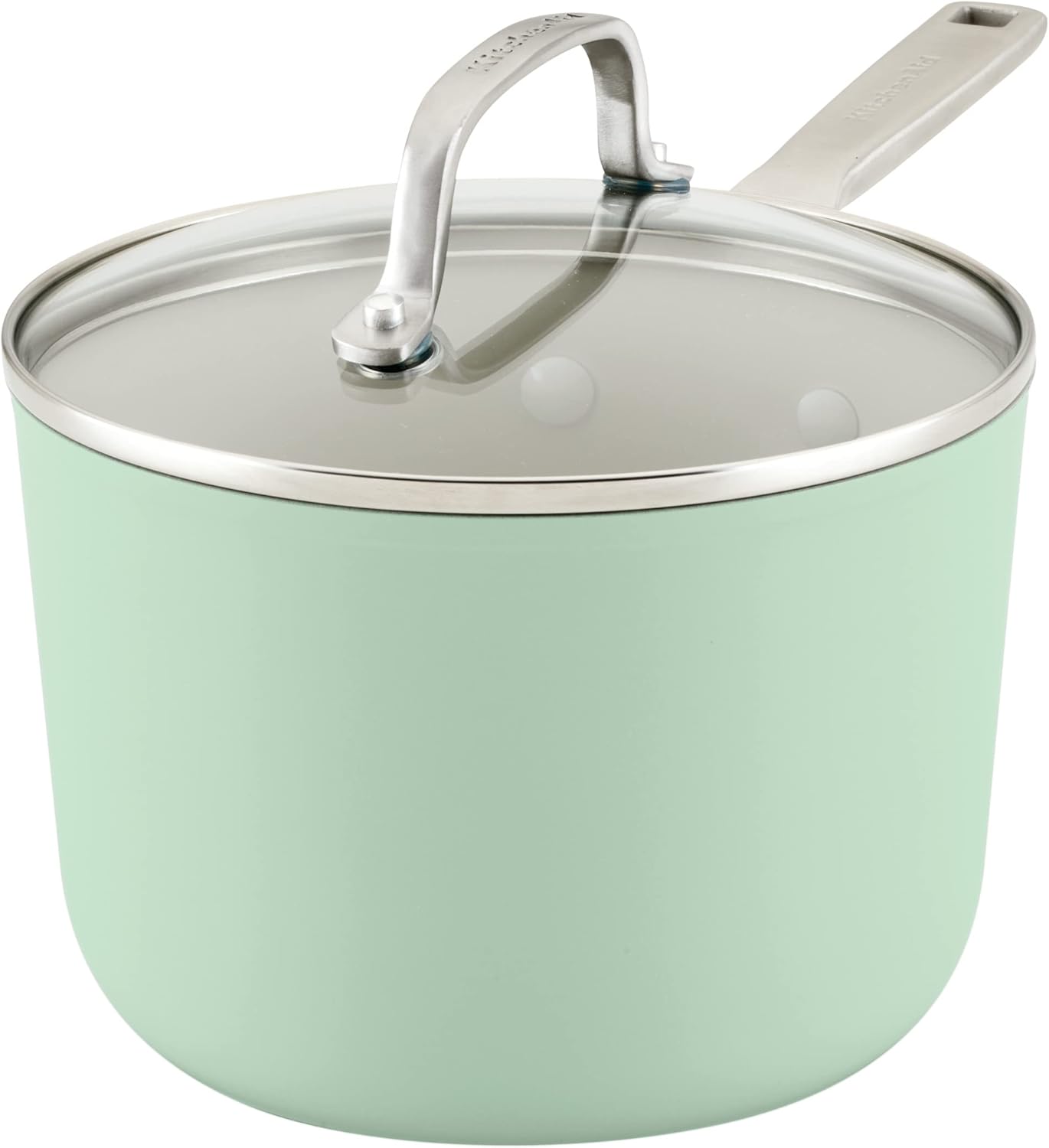 KitchenAid Hard Anodized Ceramic Nonstick Cookware Sauce Pan with Lid 3 Quart Pistachio