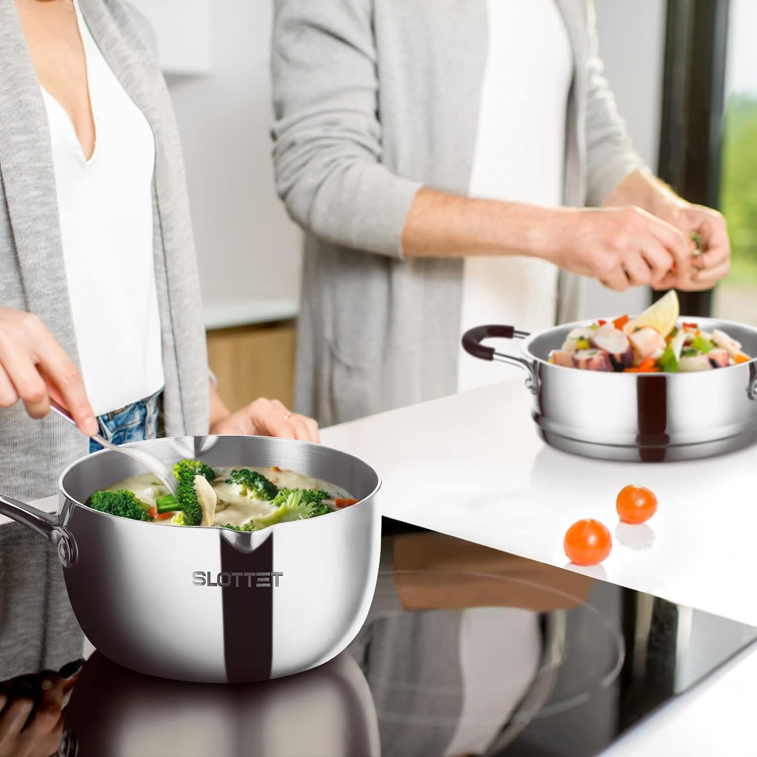 Tri-Ply Steel Saucepan with Steamer