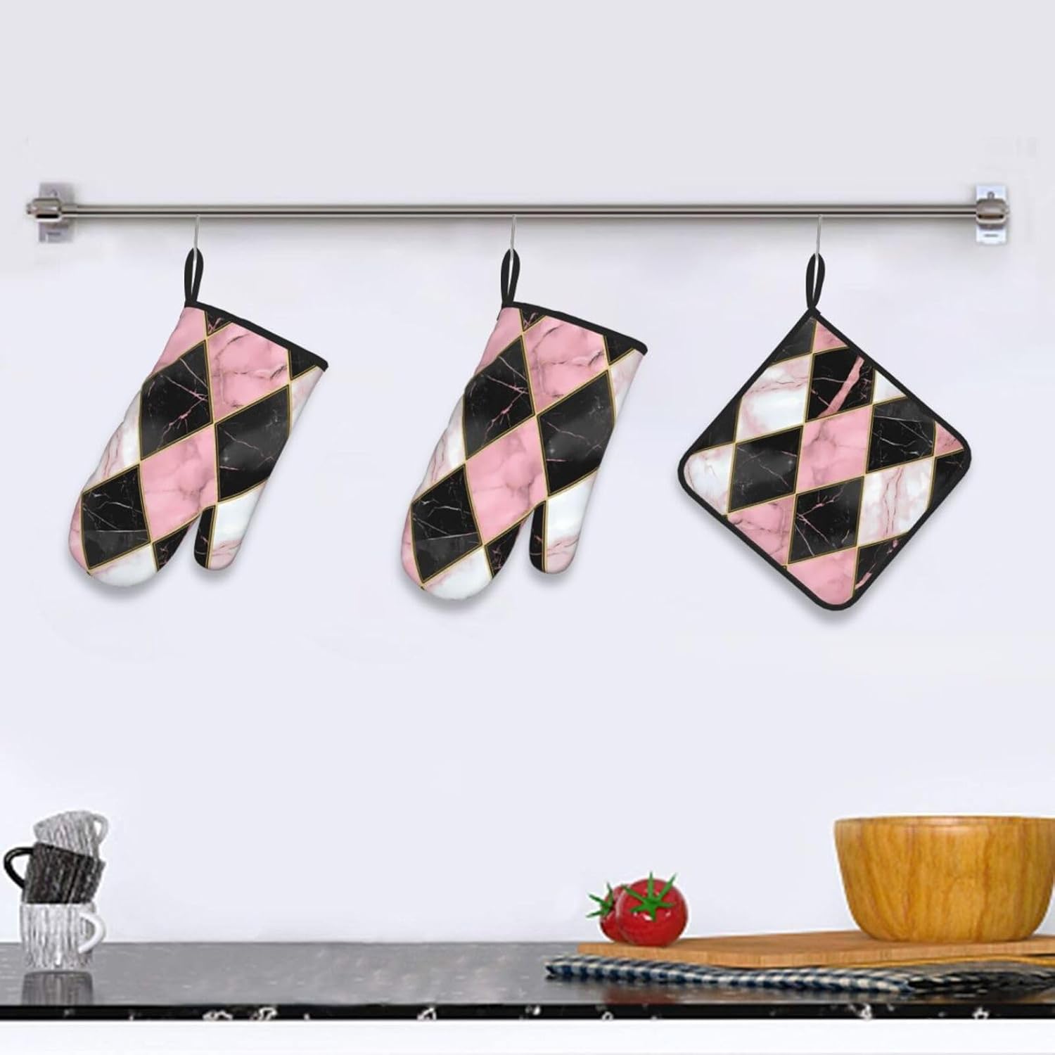 Oven Mitts Pots Holders Set Heat-Resistant Gloves for Grilling Baking