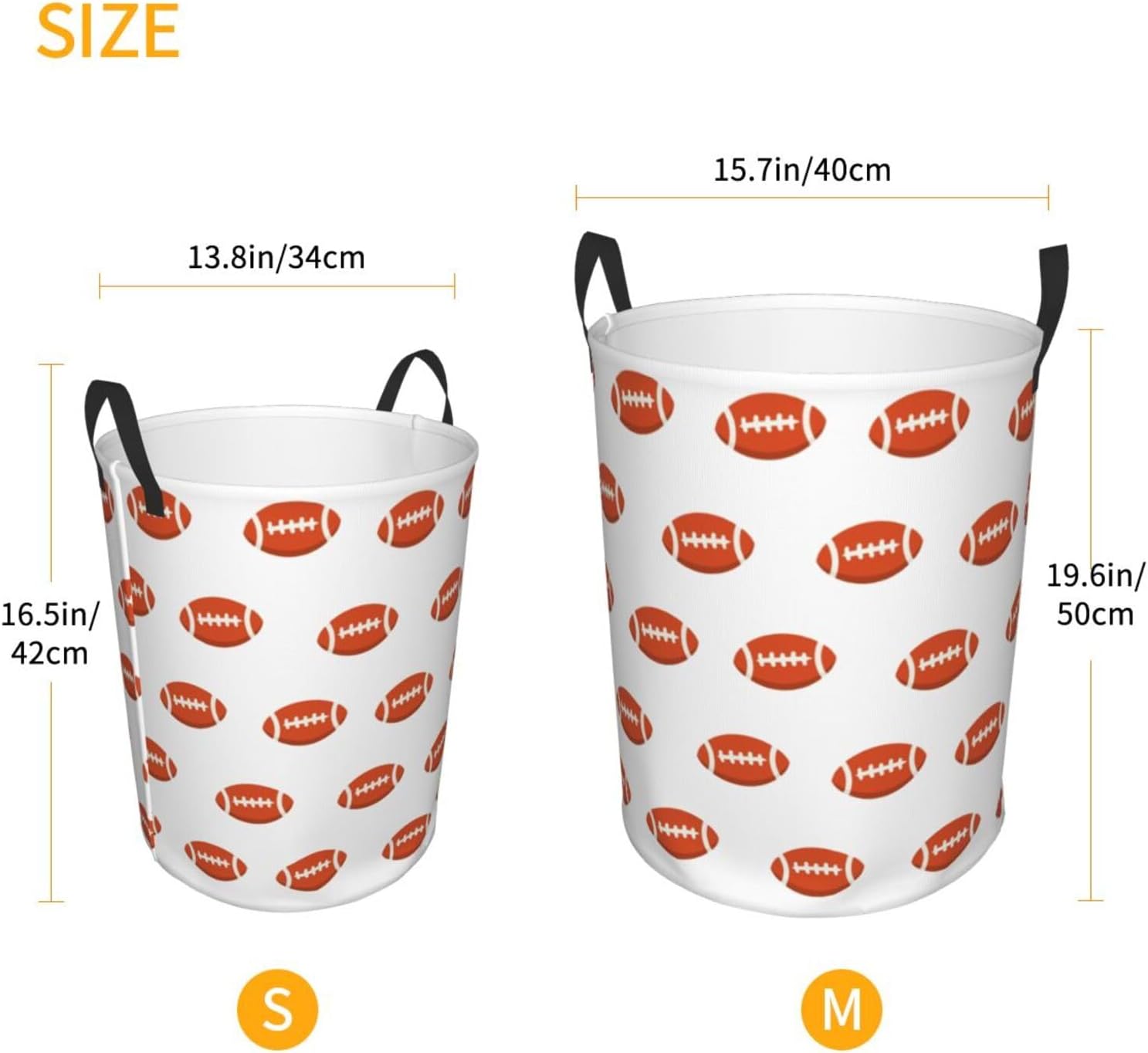 Football Laundry Hamper Collapsible with Handles