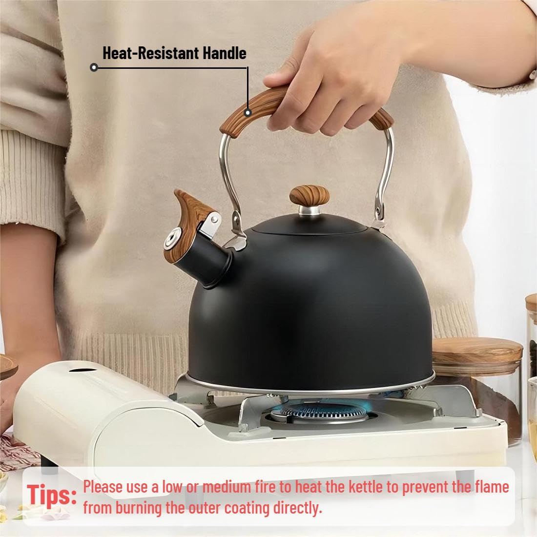 Beruyu 25 Quart Whistling Tea Kettle