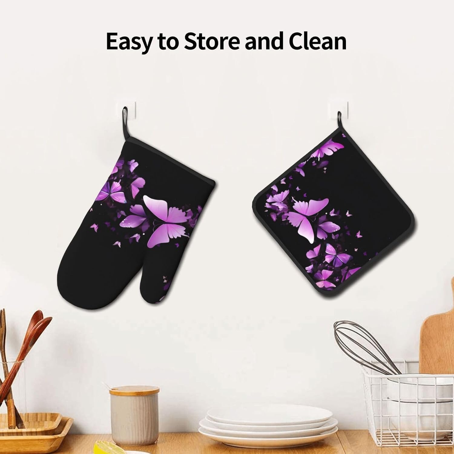 Unique printed Design Oven Mitt Pot Holder Set ThermalProof Durable by Quopvn