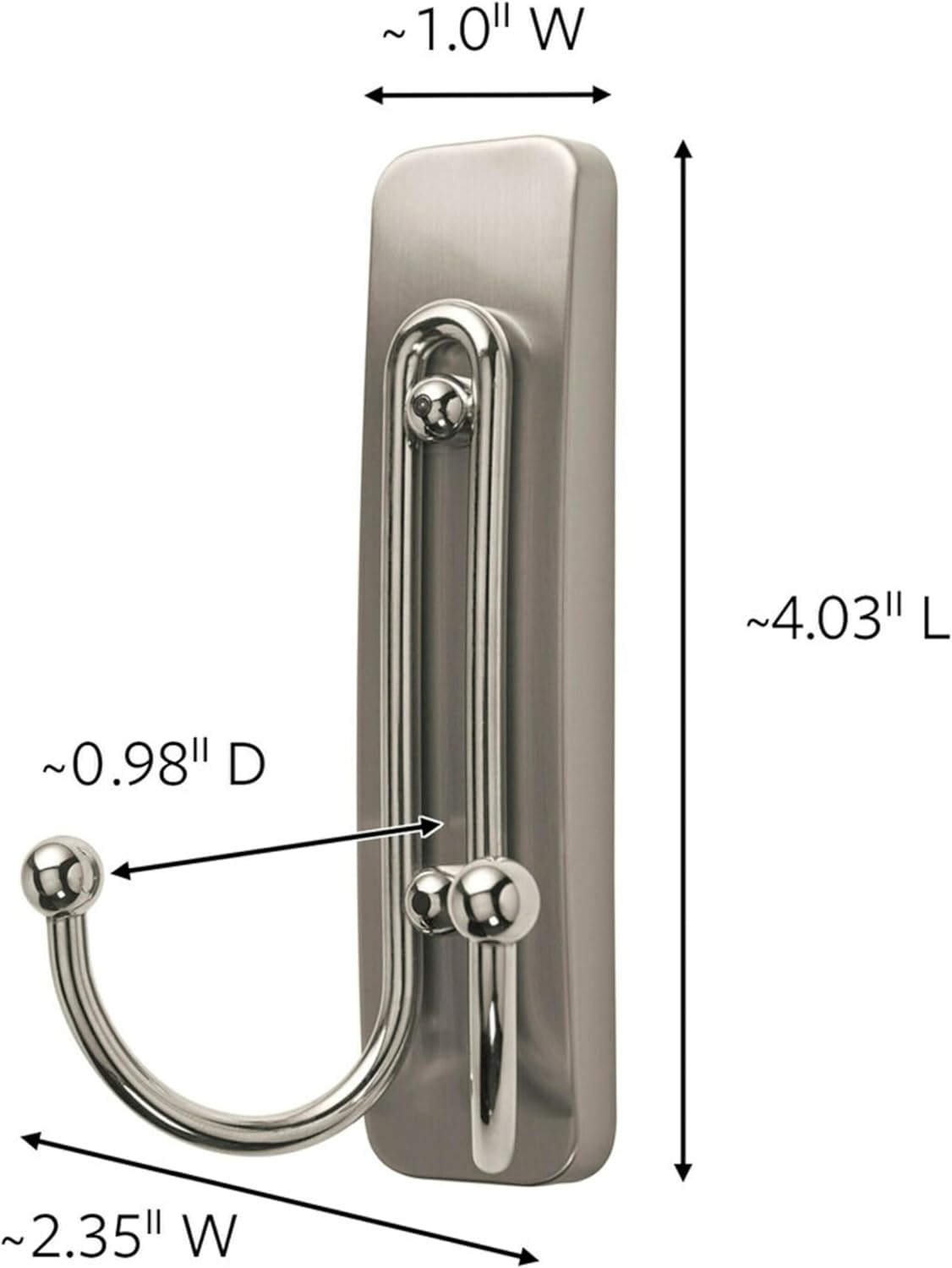 Command Large Brushed Nickel Double Hooks