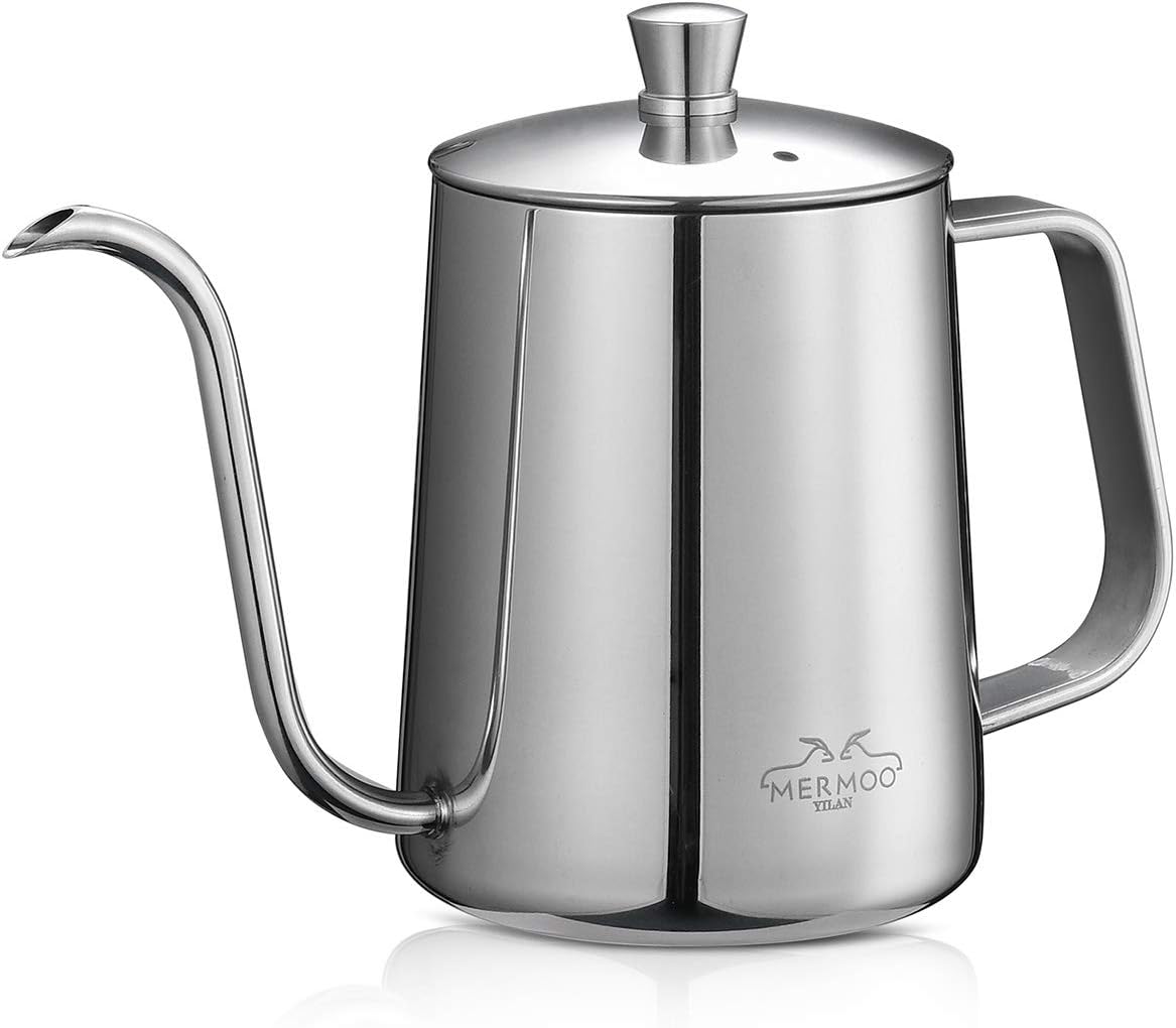 MERMOO YILAN Gooseneck Coffee Kettle 21oz Silver