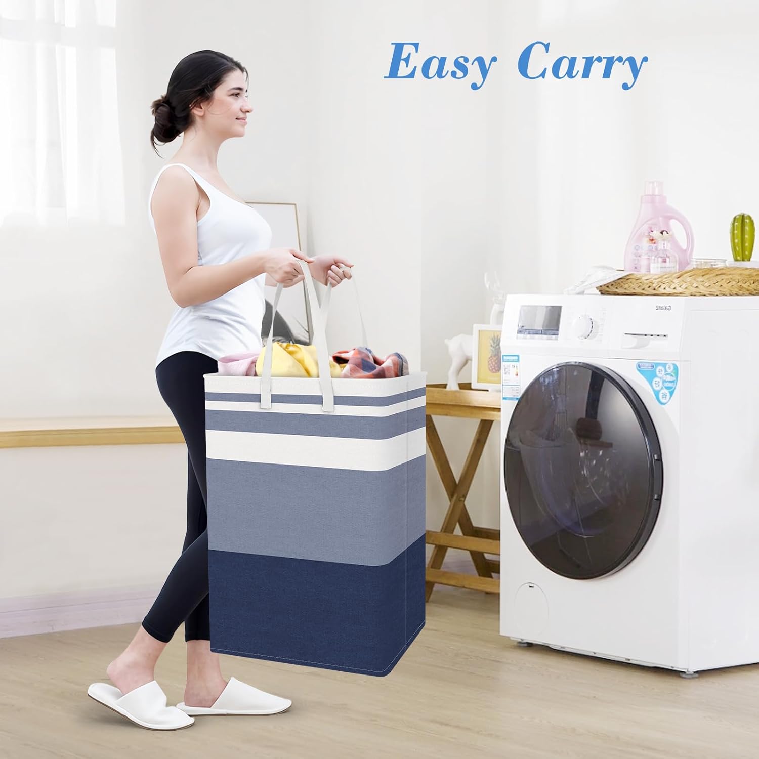 3-Pack Large Capacity Waterproof Laundry Basket with Gradient Blue