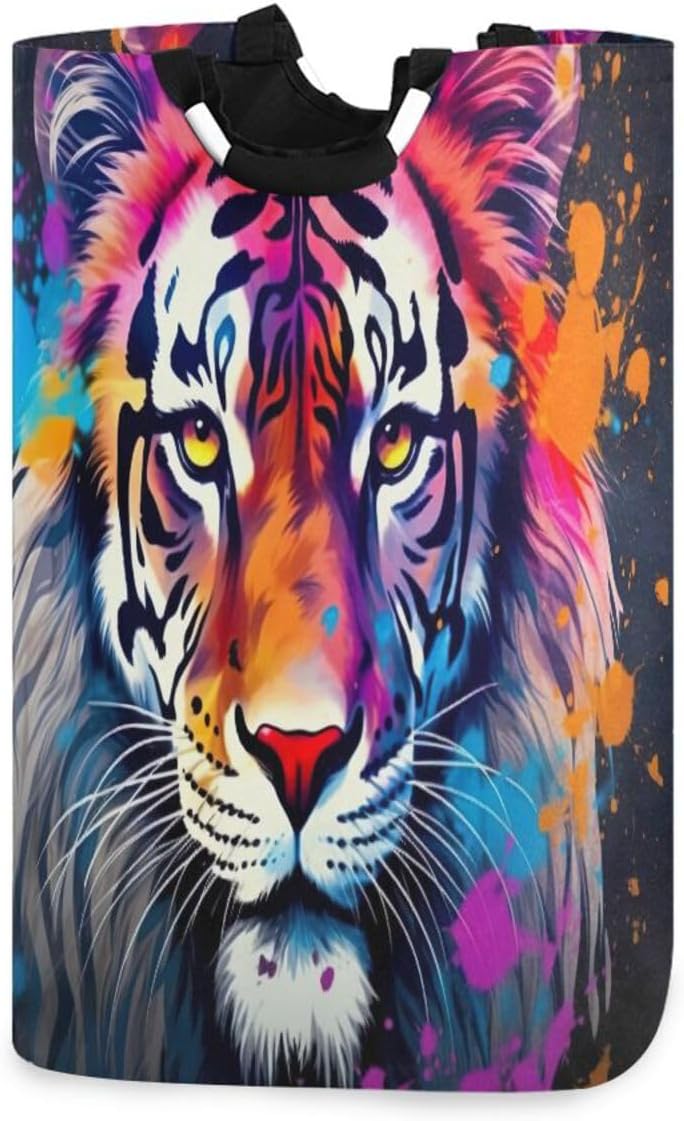 Kigai Foldable Laundry Basket with Tiger Design