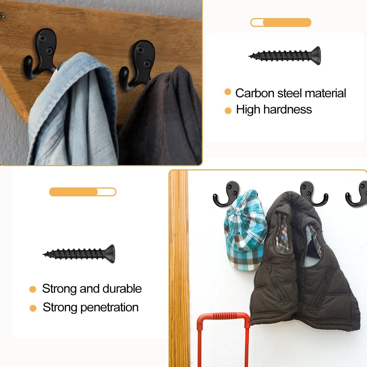 10-Piece Heavy Duty Wall Coat Hooks for Home Office Use