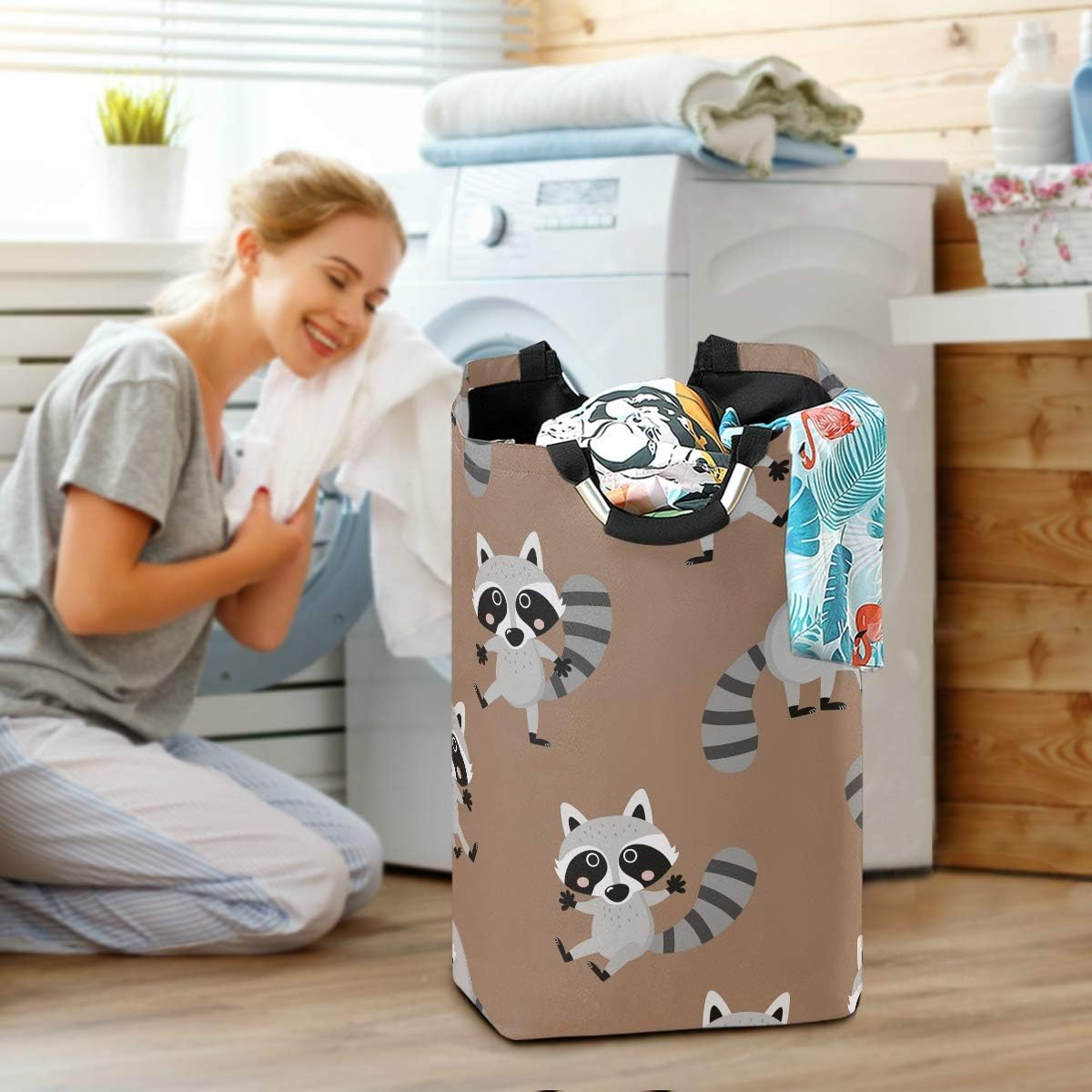 MOYYO Animal Cute Raccoon Laundry Basket - Durable Collapsible Organizer