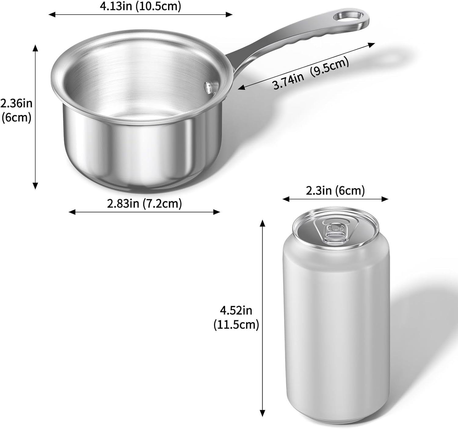 MACEVIA Mini Sauce Pan with Lid Stainless Steel for Home Kitchen