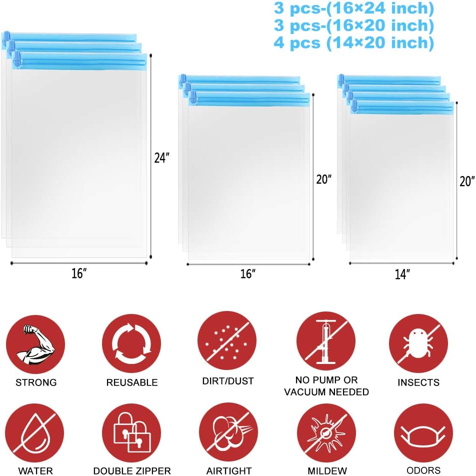 ALMING Compression Bags 10 Pack - Space Saver for Travel Home Storage