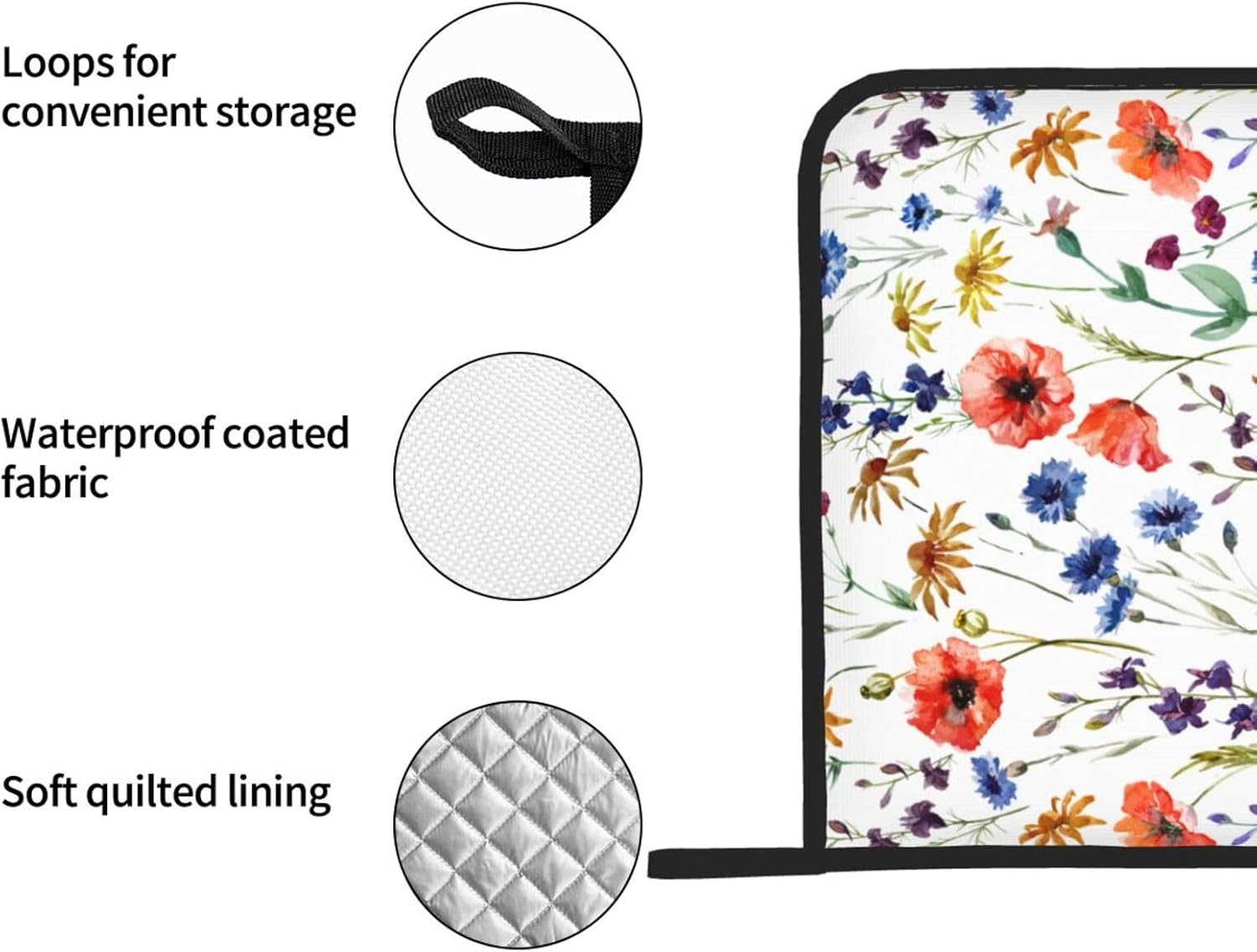 Wildflowers Watercolor Potholder Set 2PCS Heat Resistant