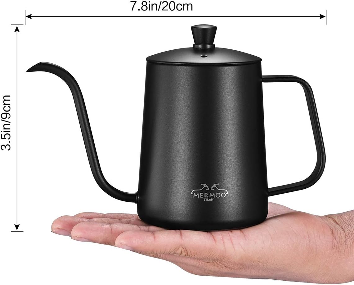 MERMOO YILAN Gooseneck Coffee Kettle 21oz Silver