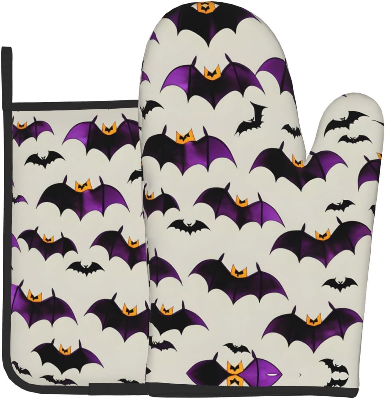 Flying Purple Bats Oven Mitts and Pot Holders - 2-Piece Heat-Resistant Set
