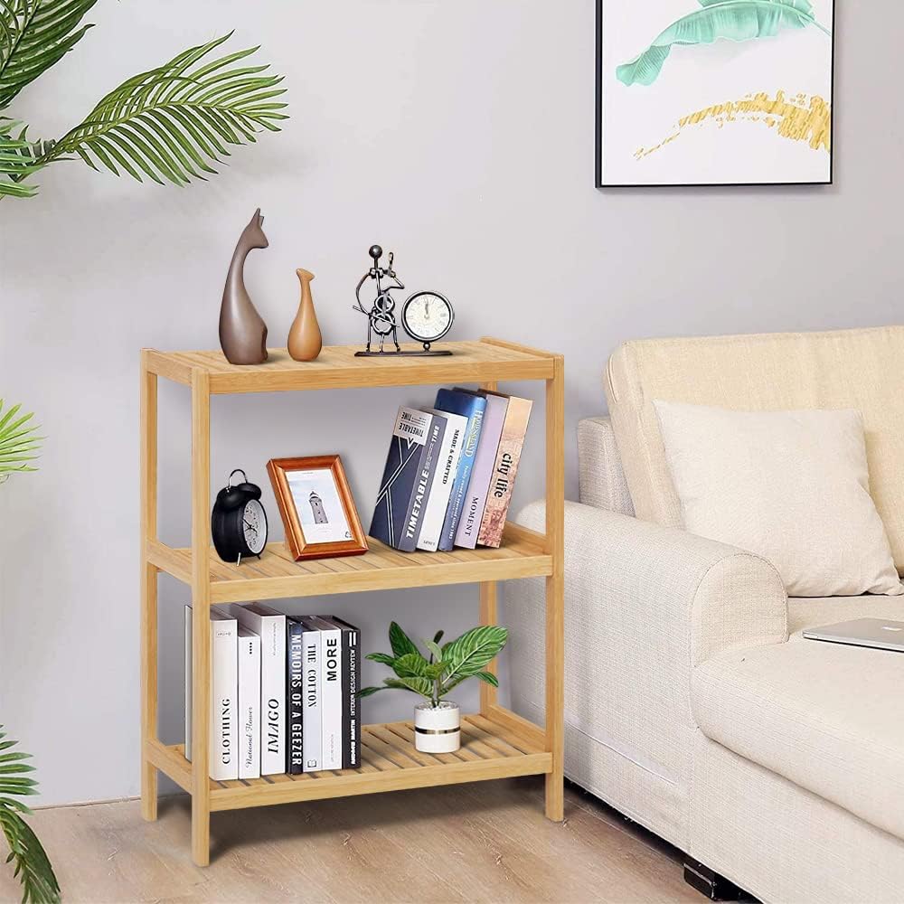 3-Tier Bamboo Freestanding Shelf Unit for Bathroom Kitchen Living Room Office