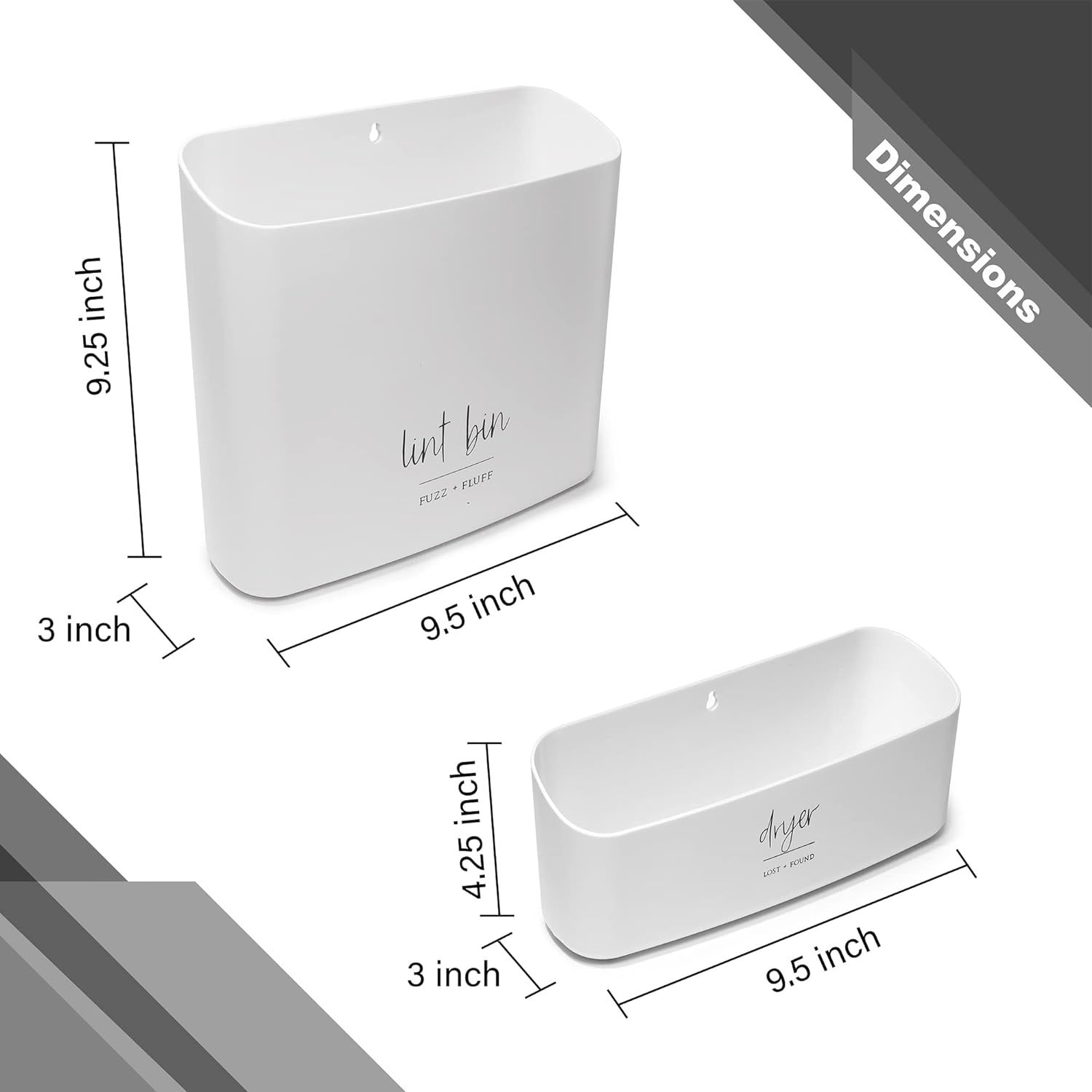 August and Wae Magnetic Lint Bin Set 2 Piece Laundry Storage Solution