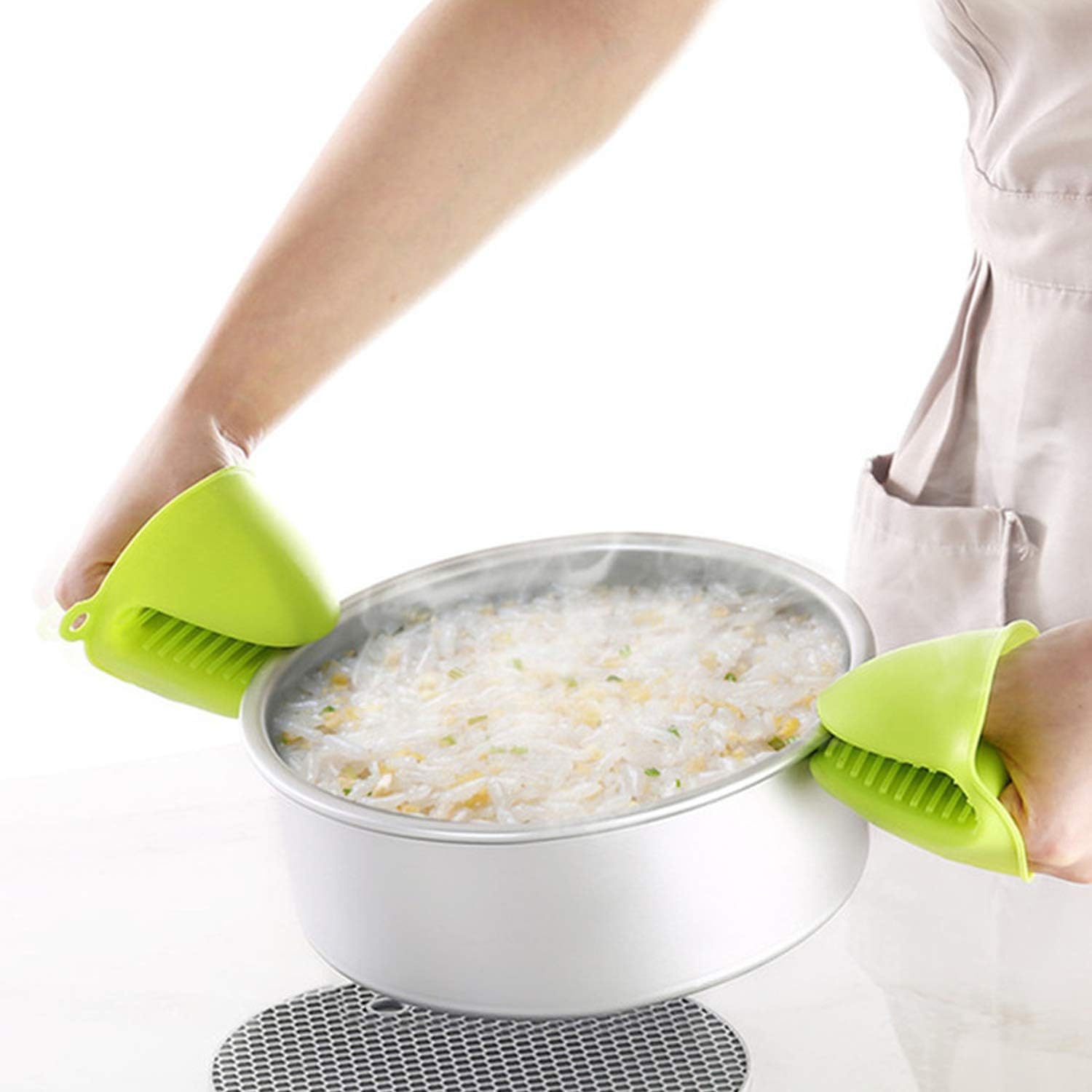 NEPAK 4 Pairs Silicone Oven Mitts - Heat-Resistant Potholders for Kitchen Use