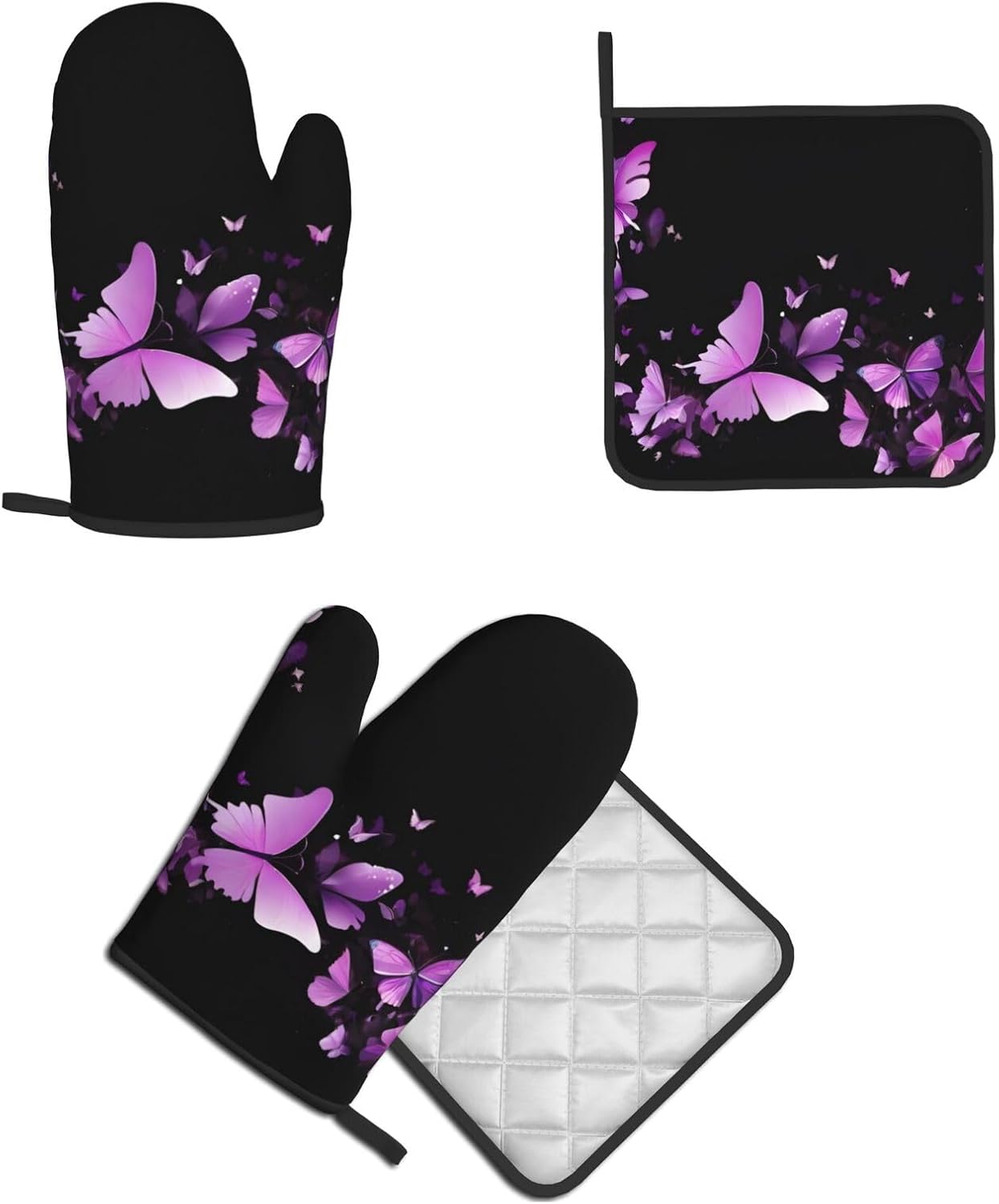 Unique printed Design Oven Mitt Pot Holder Set ThermalProof Durable by Quopvn