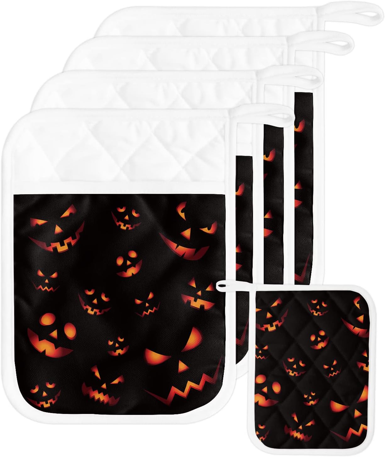 Trick or Treat - Halloween Pumpkins with Pot Holder Pockets Set of 5