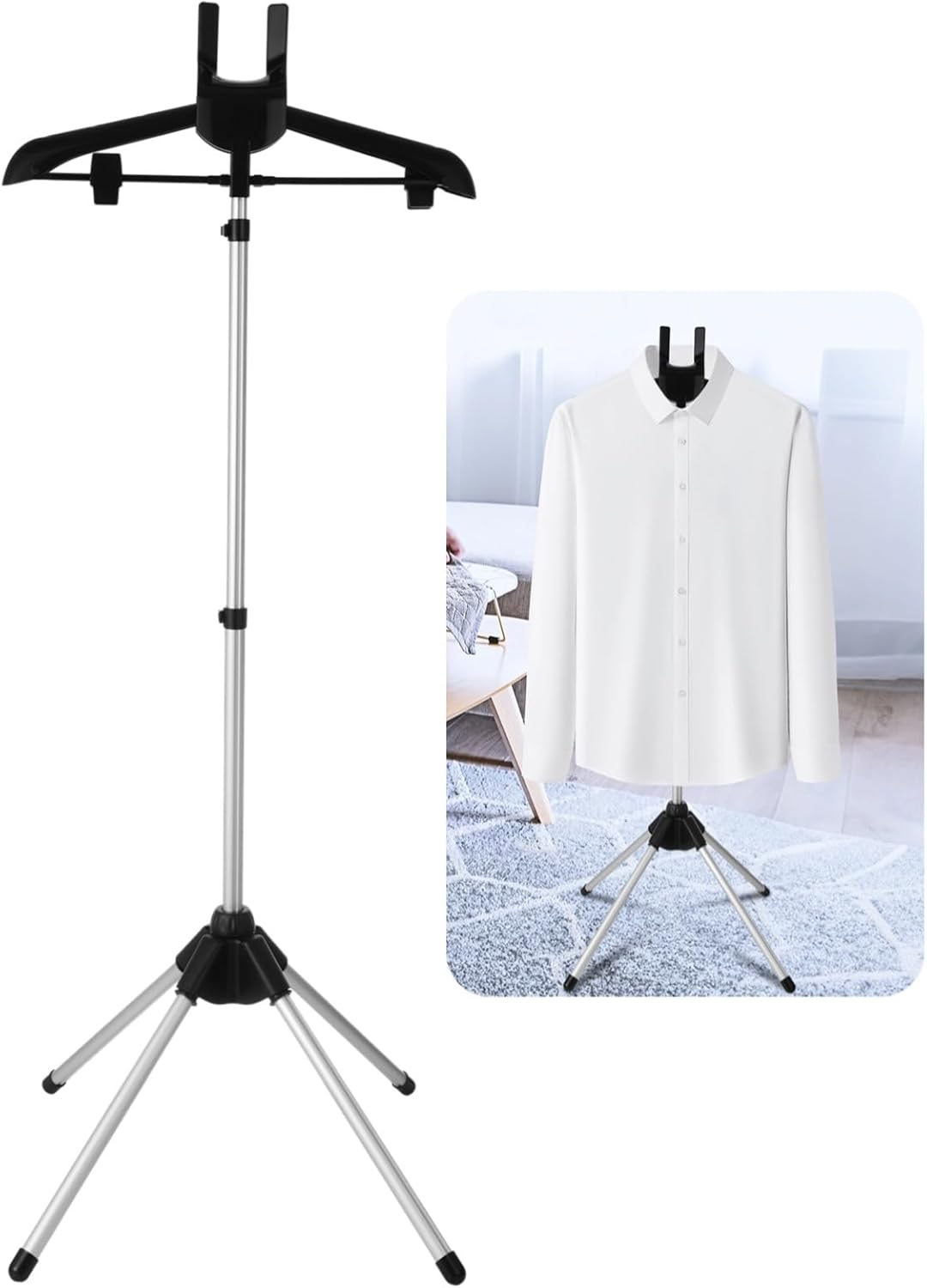 Sturdy Adjustable Folding Clothes Rack with 4 Legs