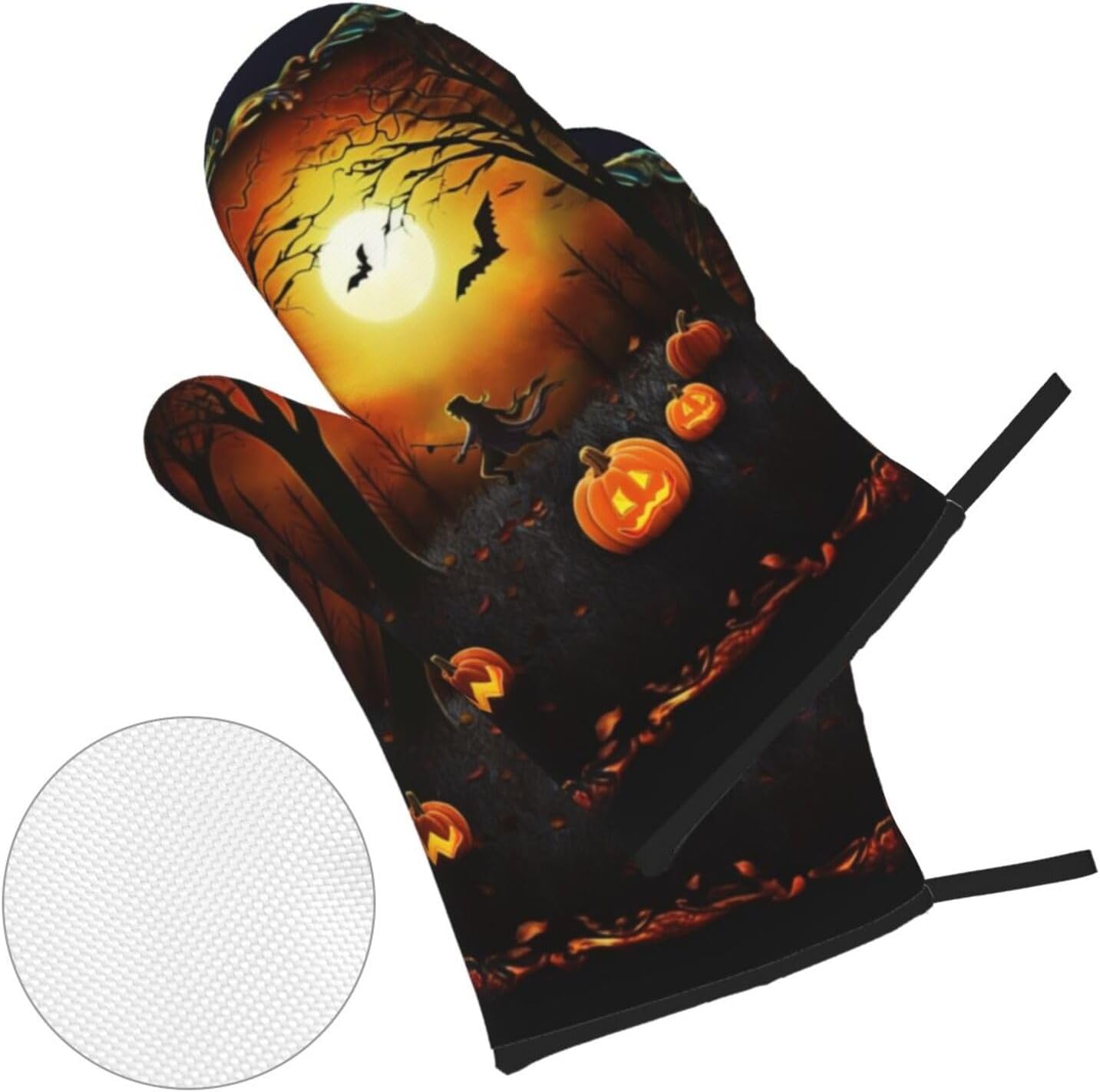 Halloween Party Oven Mitts Heat-Resistant Gloves with Built-In Potholders