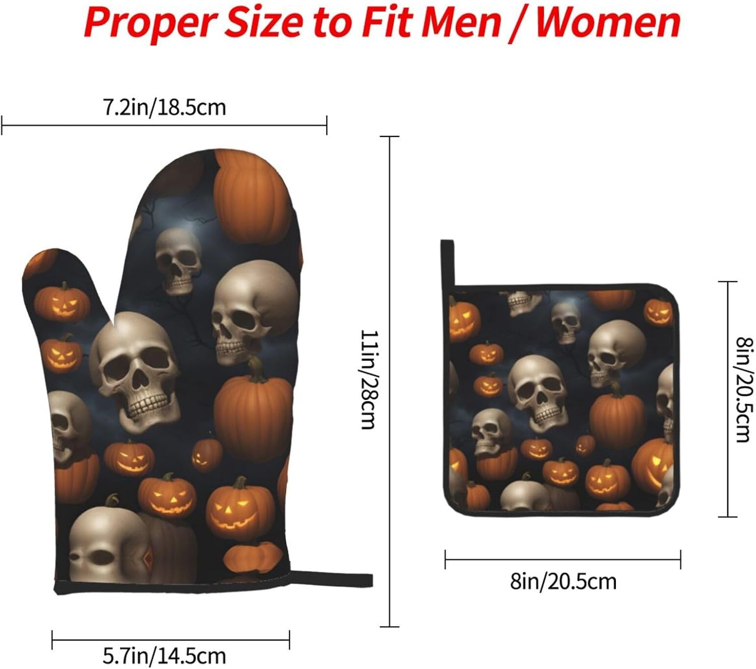 Scary Halloween Oven Mitts Set Heat-Resistant Pot Holders
