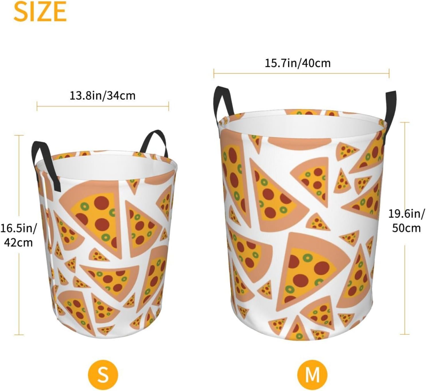 Pizza Laundry Hamper Collapsible Basket with Handles