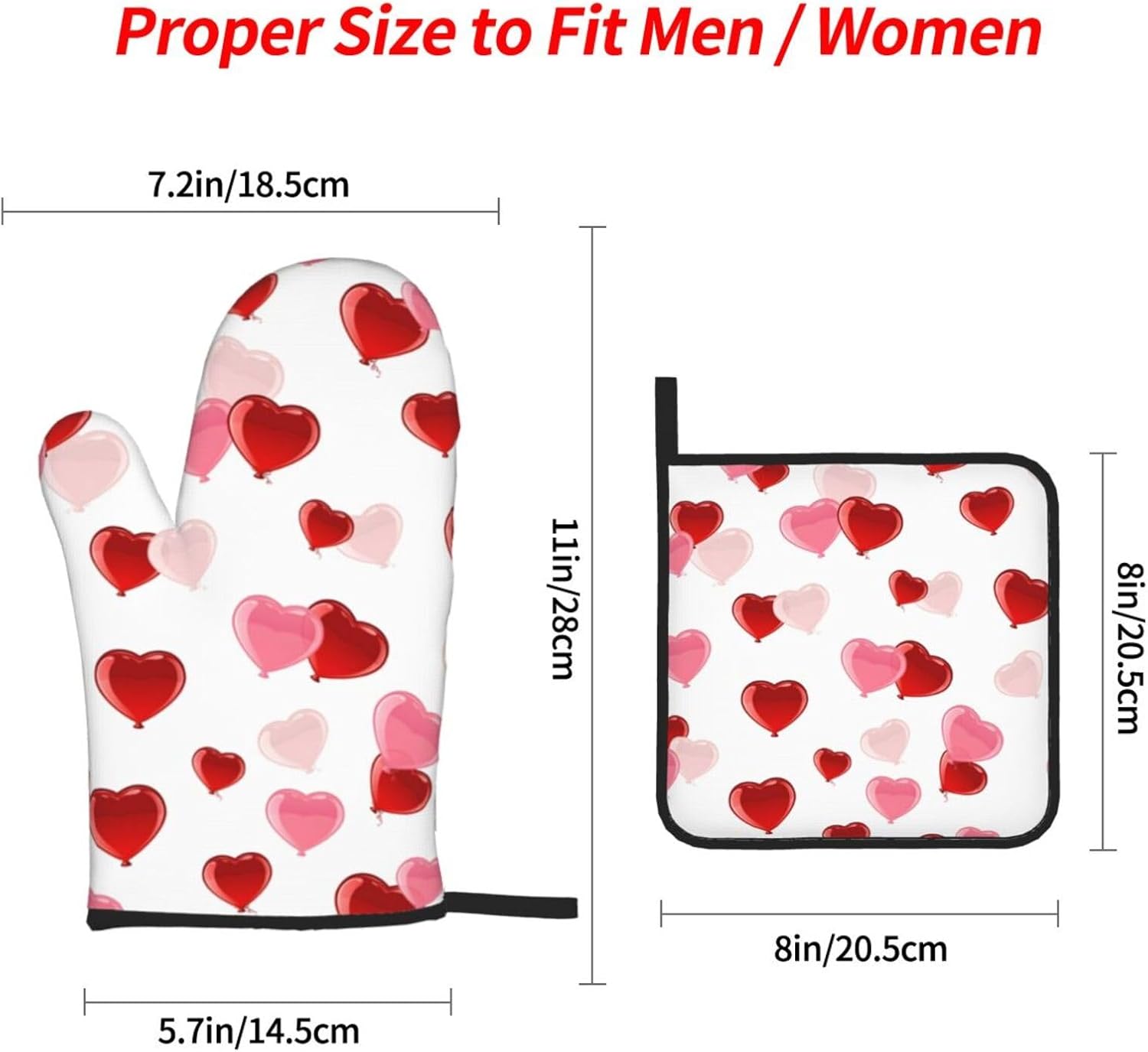 Valentines Day Oven Mitts Pot Holders Set 4pcs Heat Resistant Kitchen Gloves
