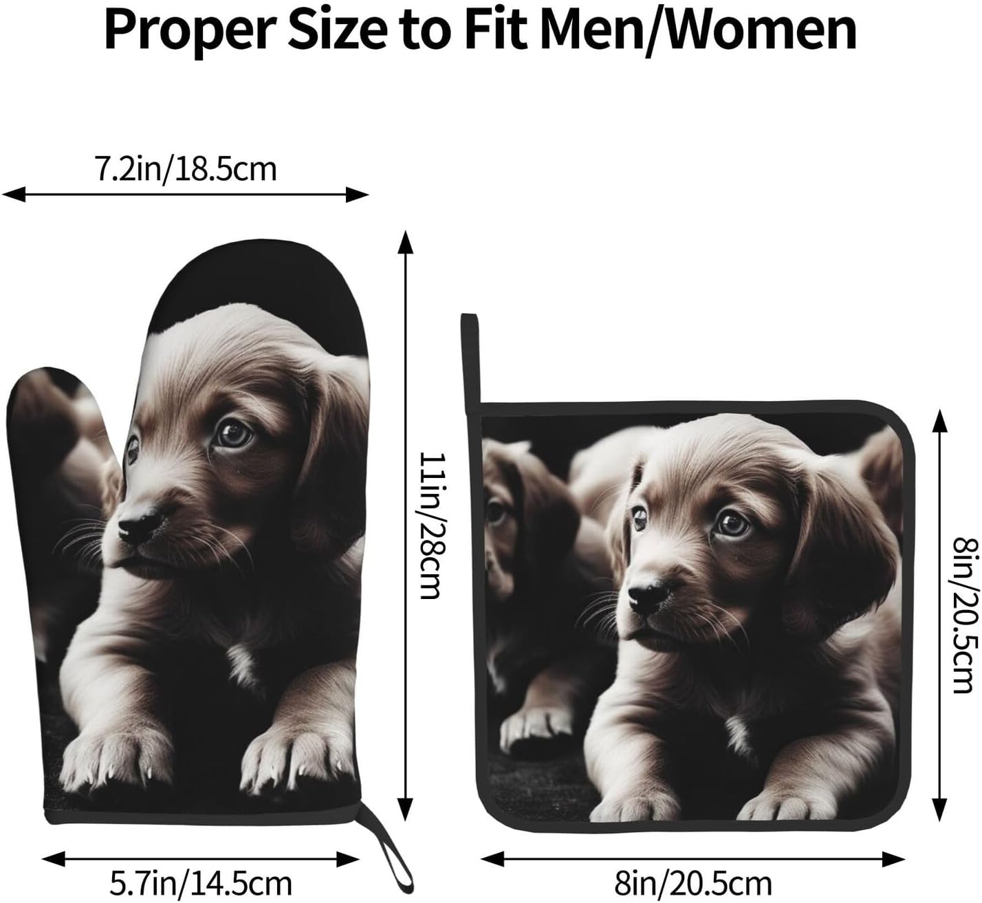 Quopvn Cute Puppies Oven Mitt Pot Holder Set Heat-Resistant Kitchen Pohutset