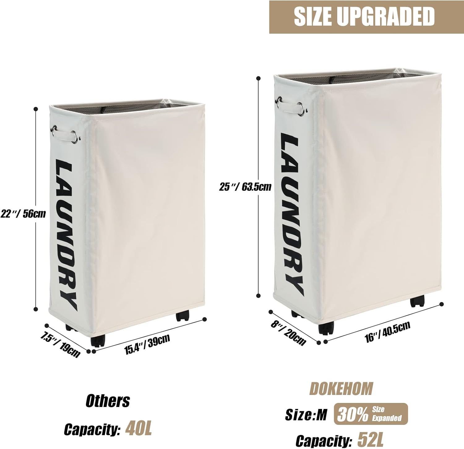 25-Inch Slim Collapsible Laundry Basket on Wheels