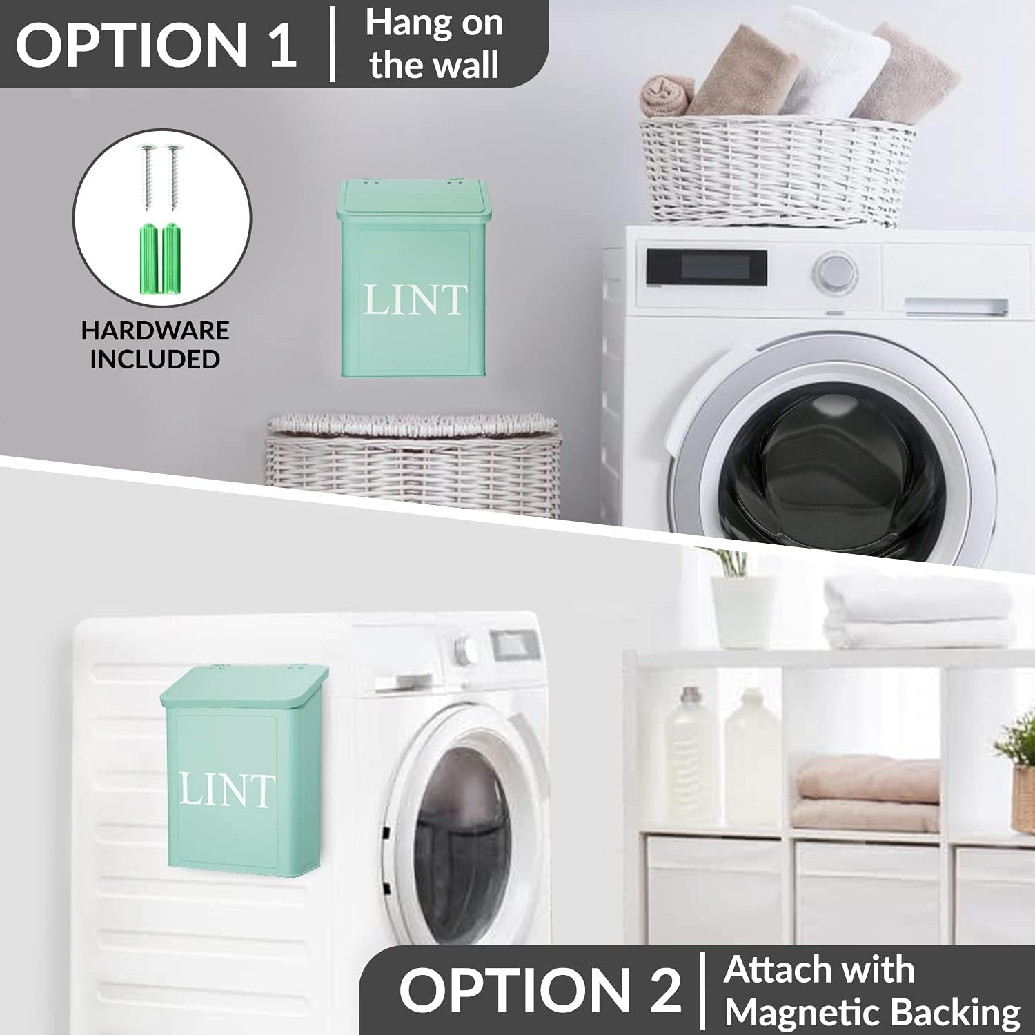 Calindiana Modern Farmhouse Metal Lint Bin for Laundry Room