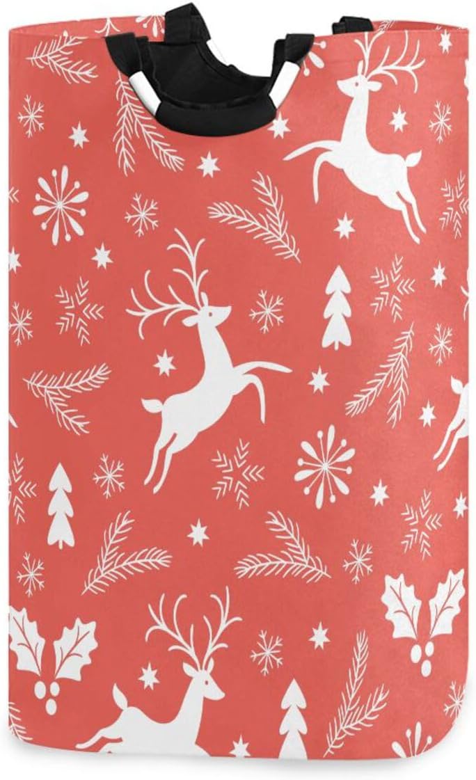 Kigai Christmas Deer Laundry Basket Large Waterproof
