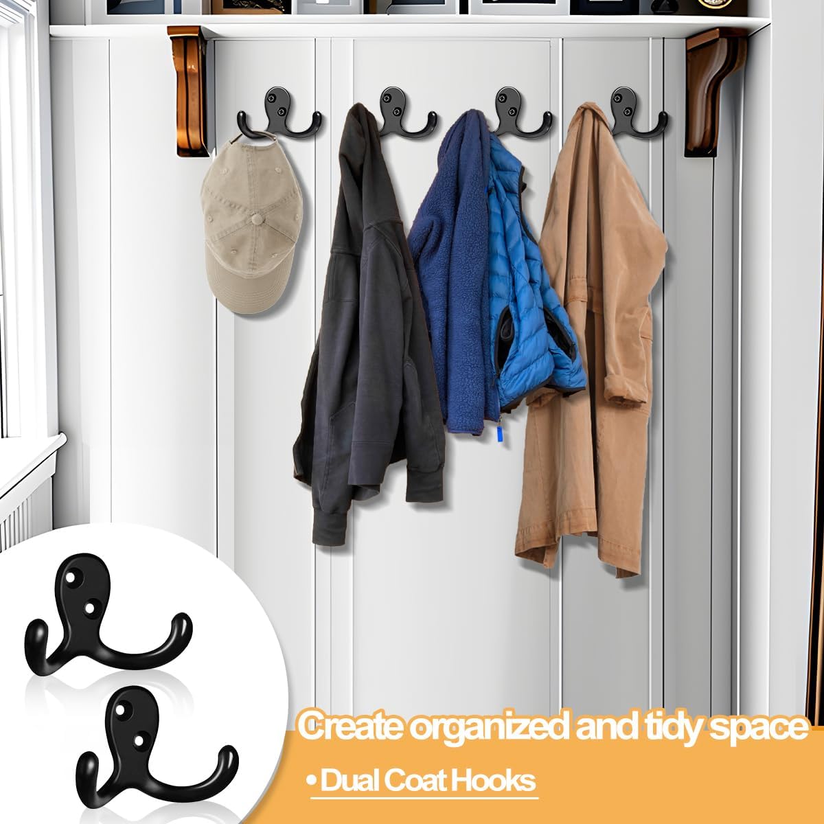 10-Piece Heavy Duty Wall Coat Hooks for Home Office Use