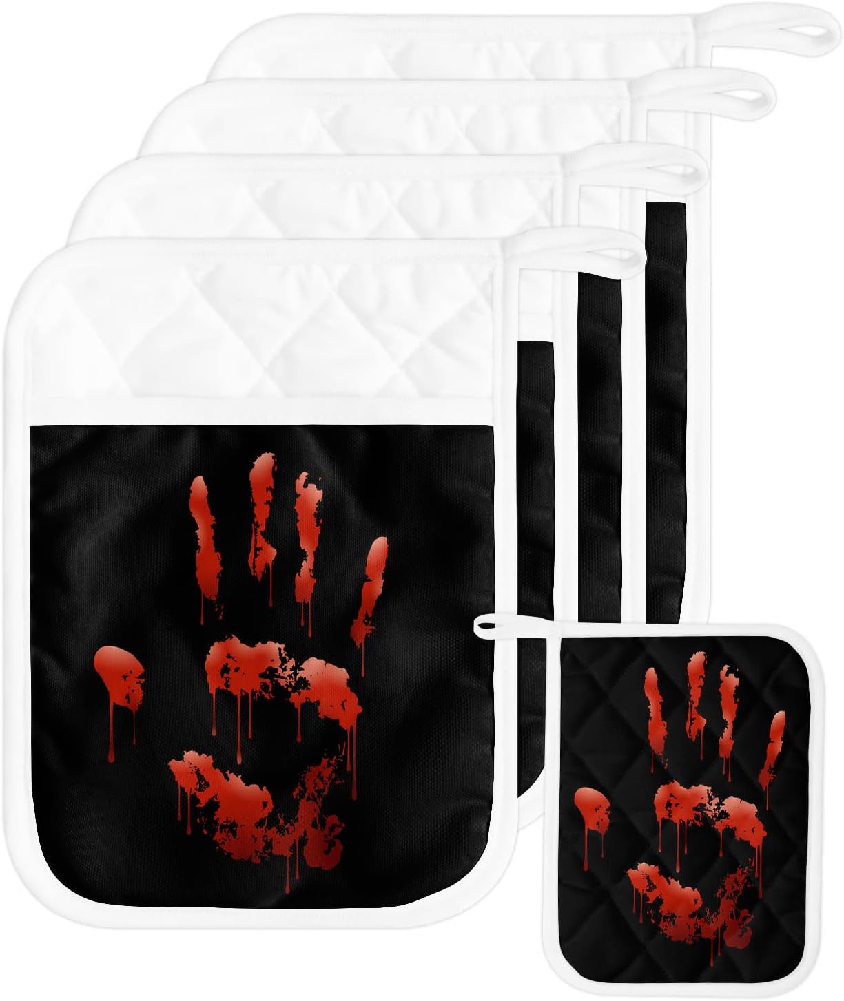 Halloween Blood Handprint 5pcs Oven Mitts Set