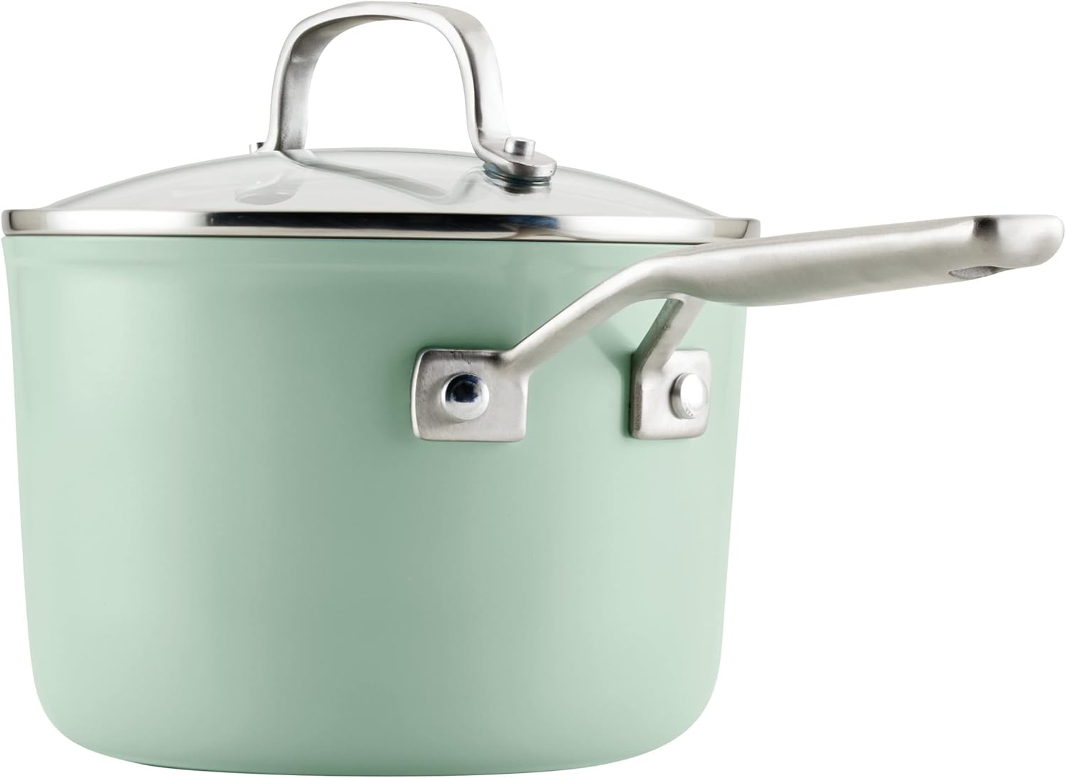 KitchenAid Hard Anodized Ceramic Nonstick Cookware Sauce Pan with Lid 3 Quart Pistachio