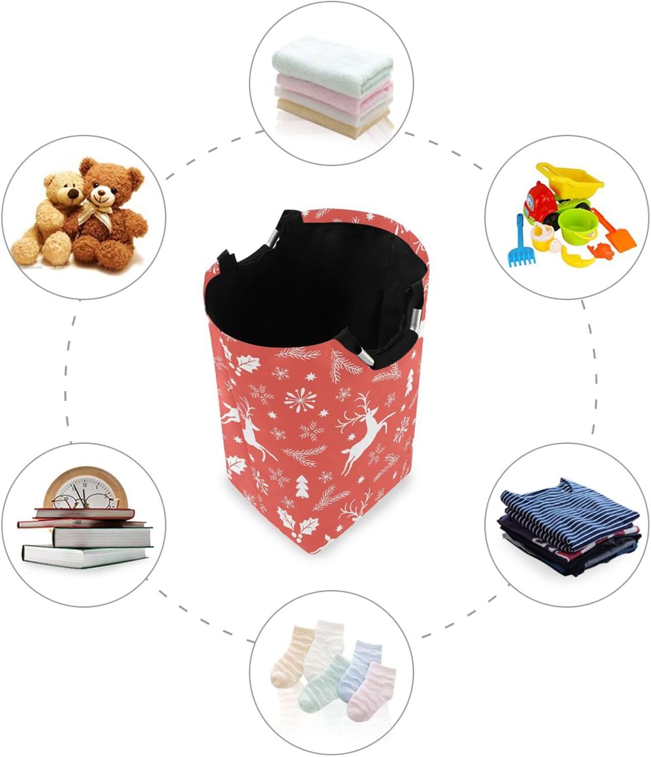 Kigai Christmas Deer Laundry Basket Large Waterproof