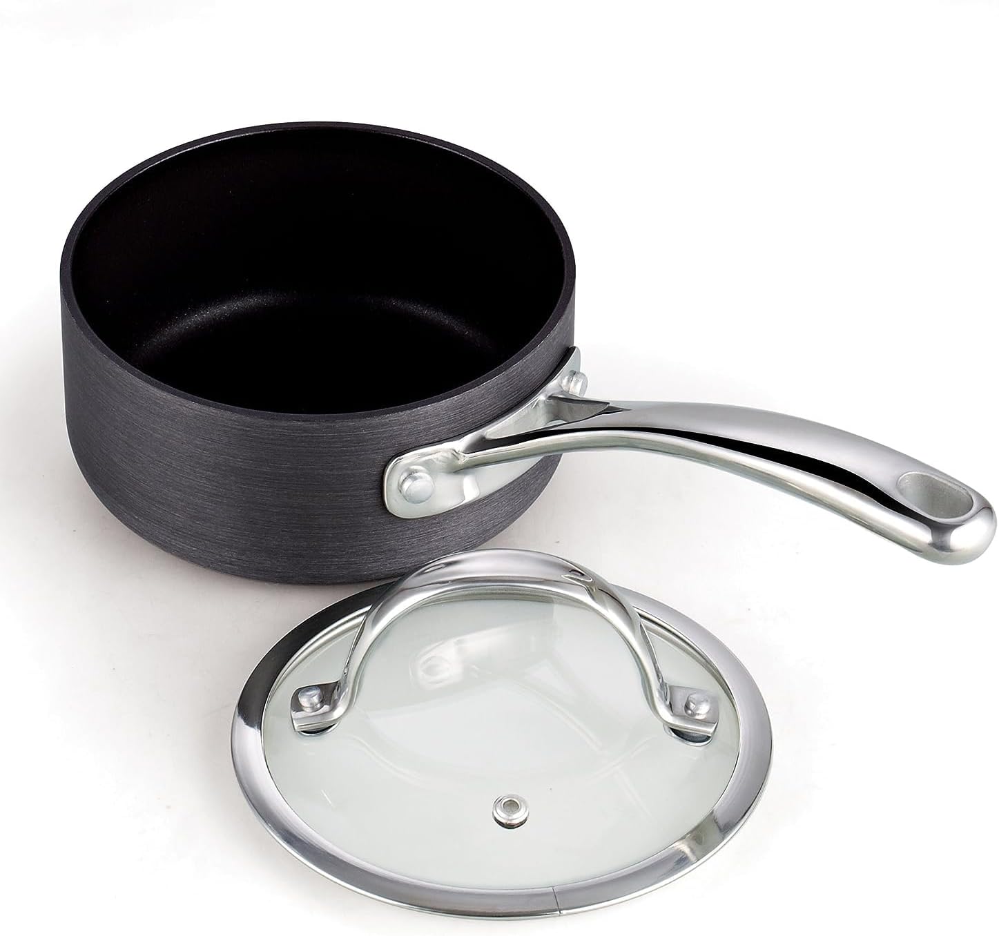 Pro-Grade 1-Quart Hard Anodized Saucepan with Glass Lid