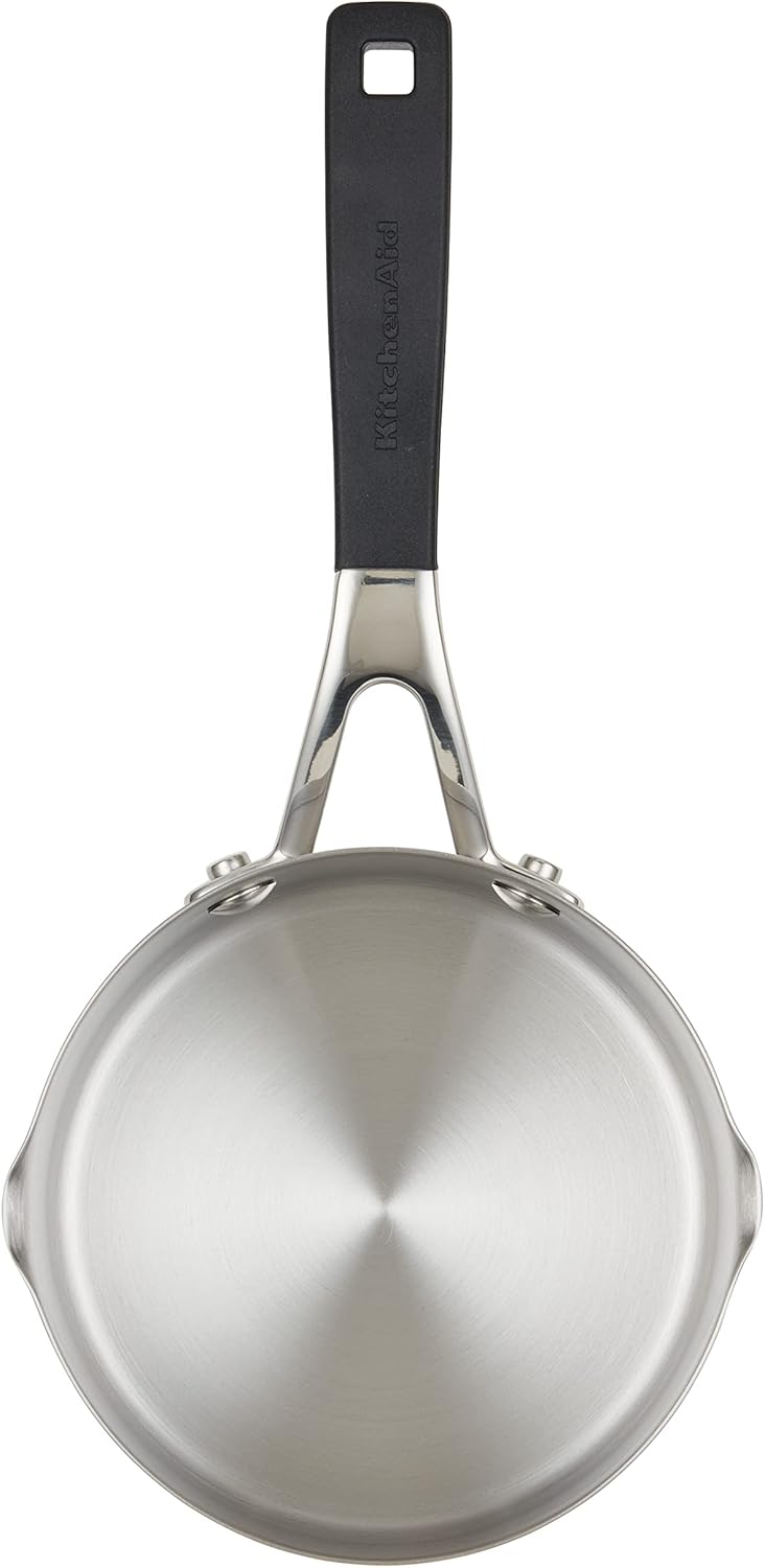 Quick Easyobia1 Quart Stainless Steel Saucepan with Pour Spouts Silicone Grip Handles