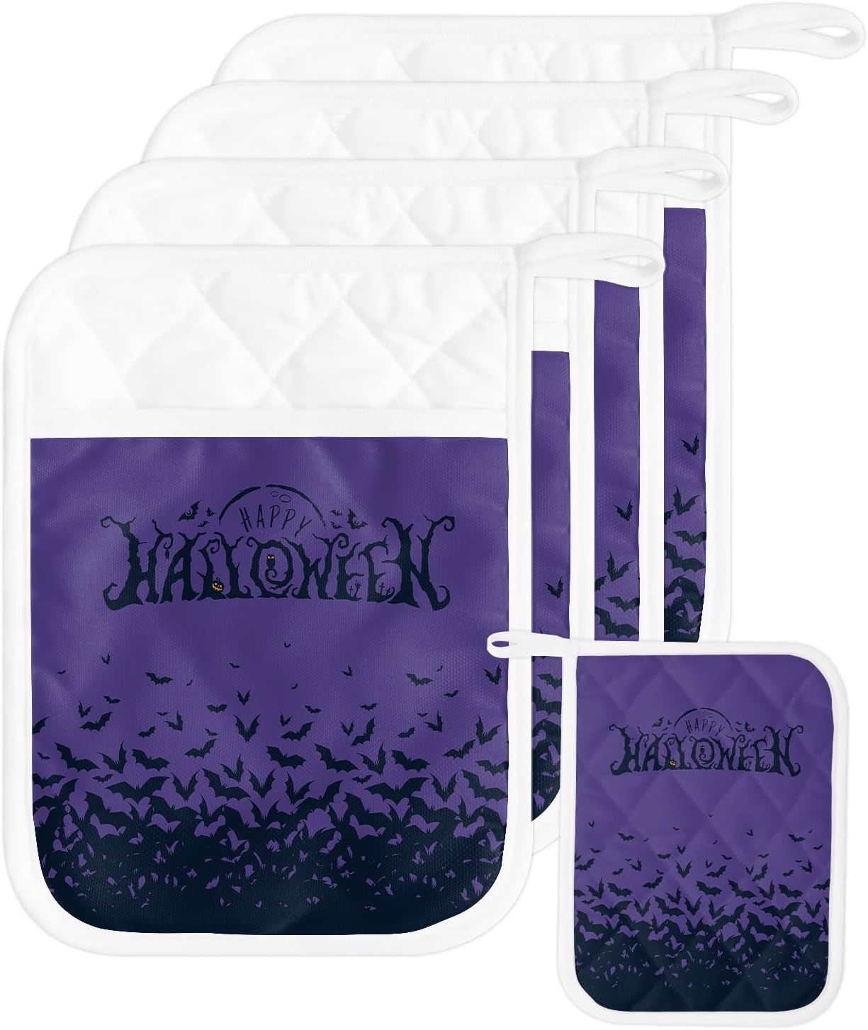 Halloween Spooky Bat 5-Piece Pot Holder Set