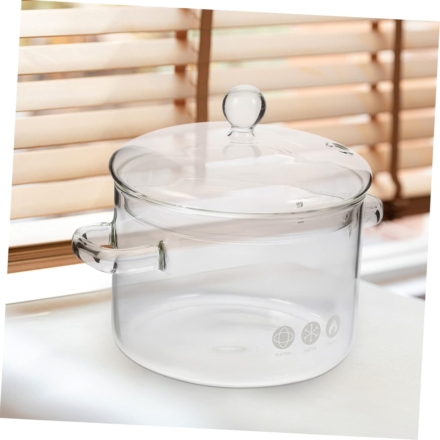 DECHOUS High-Borosilicate Glass Stockpot with Lid 1500ml