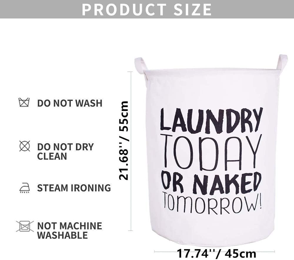 VJJ AIDEAR Wash Today Round Cloth Laundry Hamper with Handles