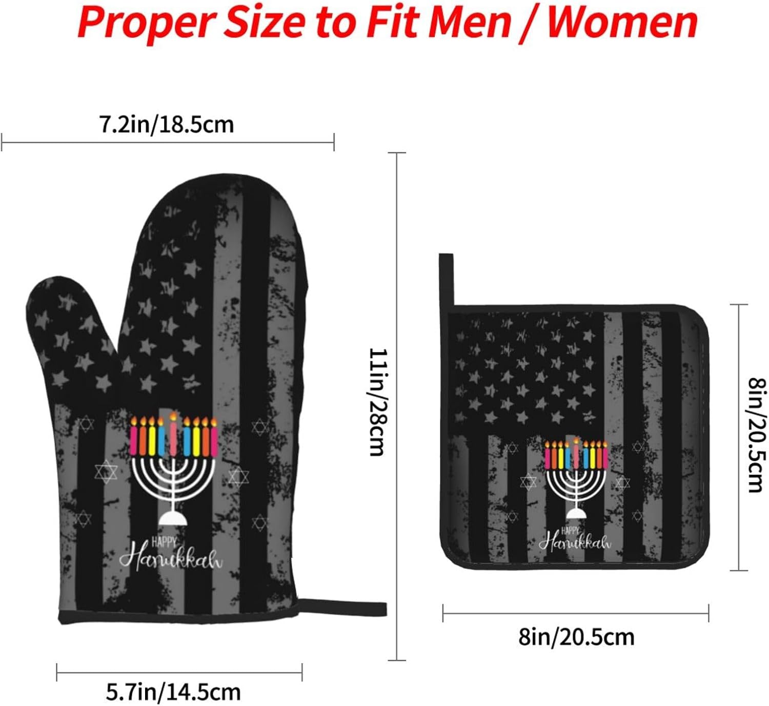 Happy Hanukkah 2023 Oven Mitts and Pot Holders Set - Heat Resistant Kitchen Essentials