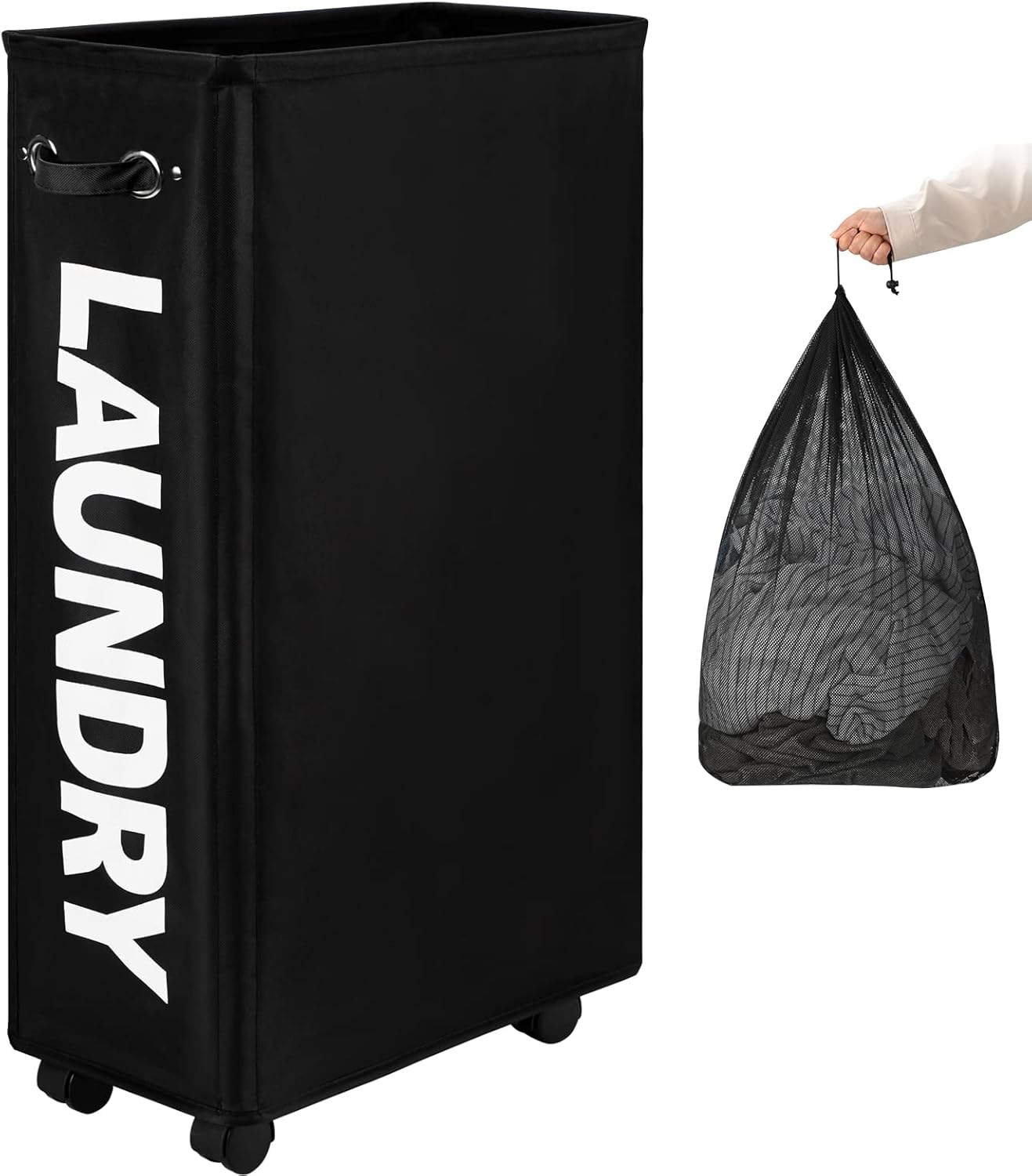 4-Wheeled Rollable Storage Basket for Laundries