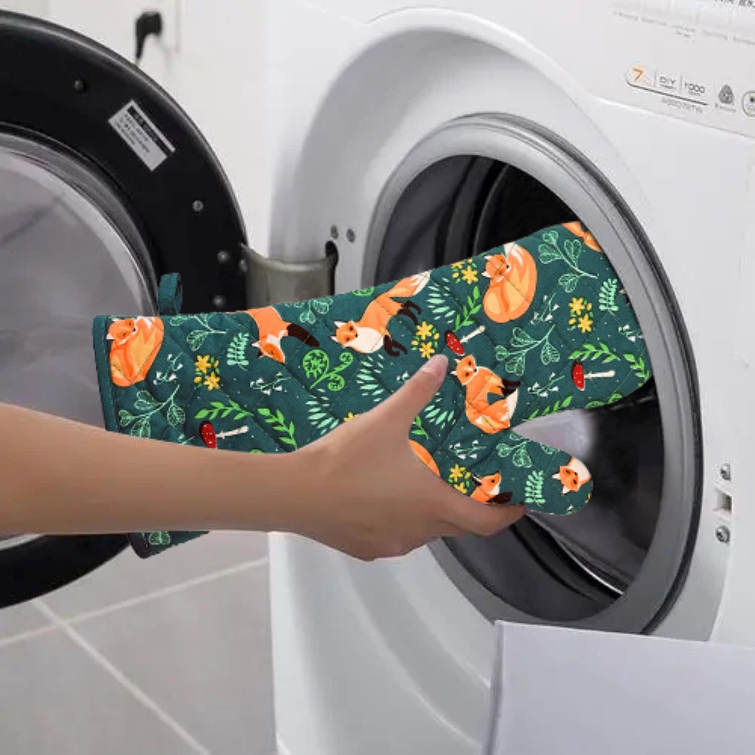 Heat-Resistant Kitchen Oven Mitts with Non-Slip Silicone Set of 2
