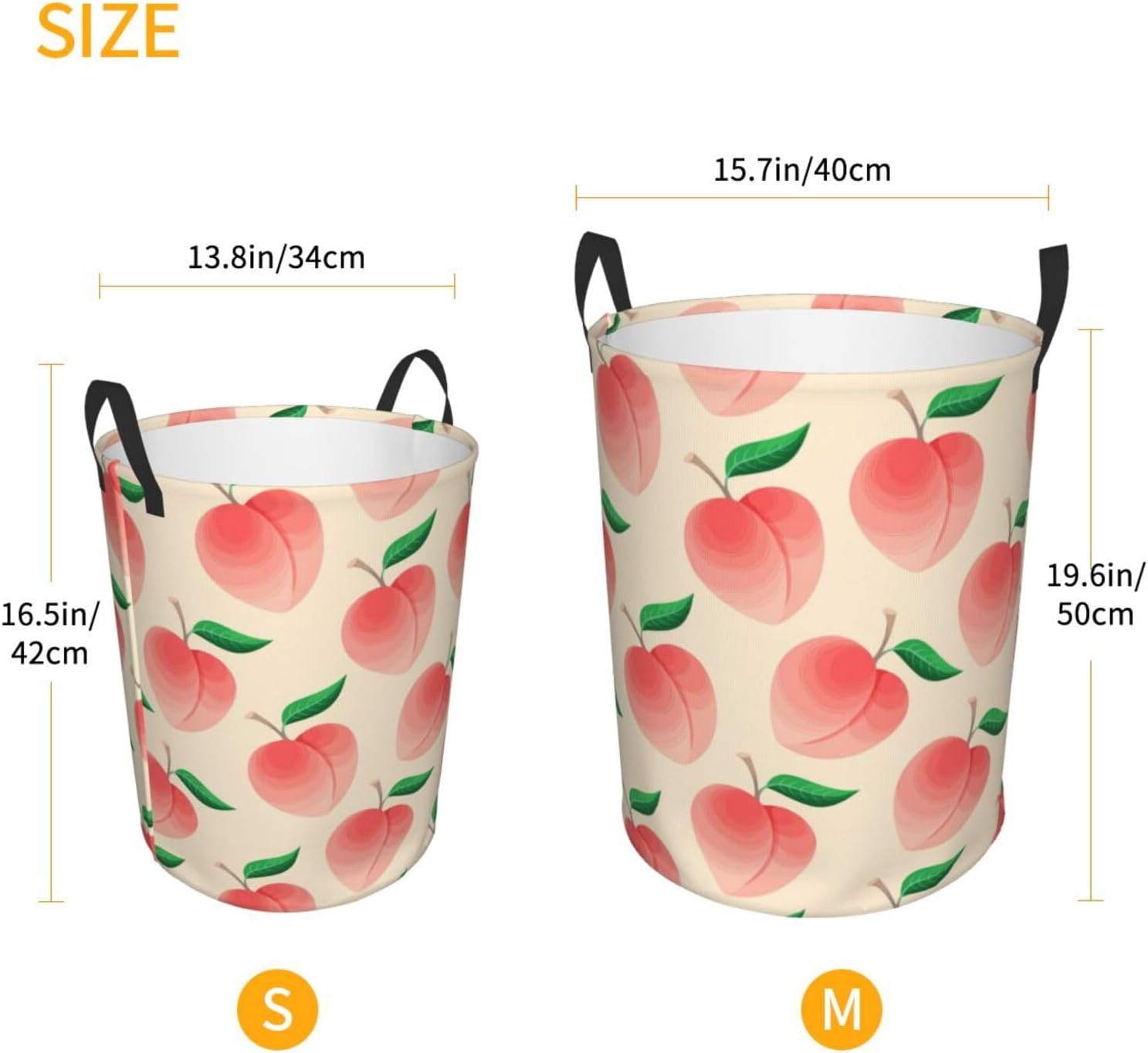 Peach Laundry Hamper Foldable Basket